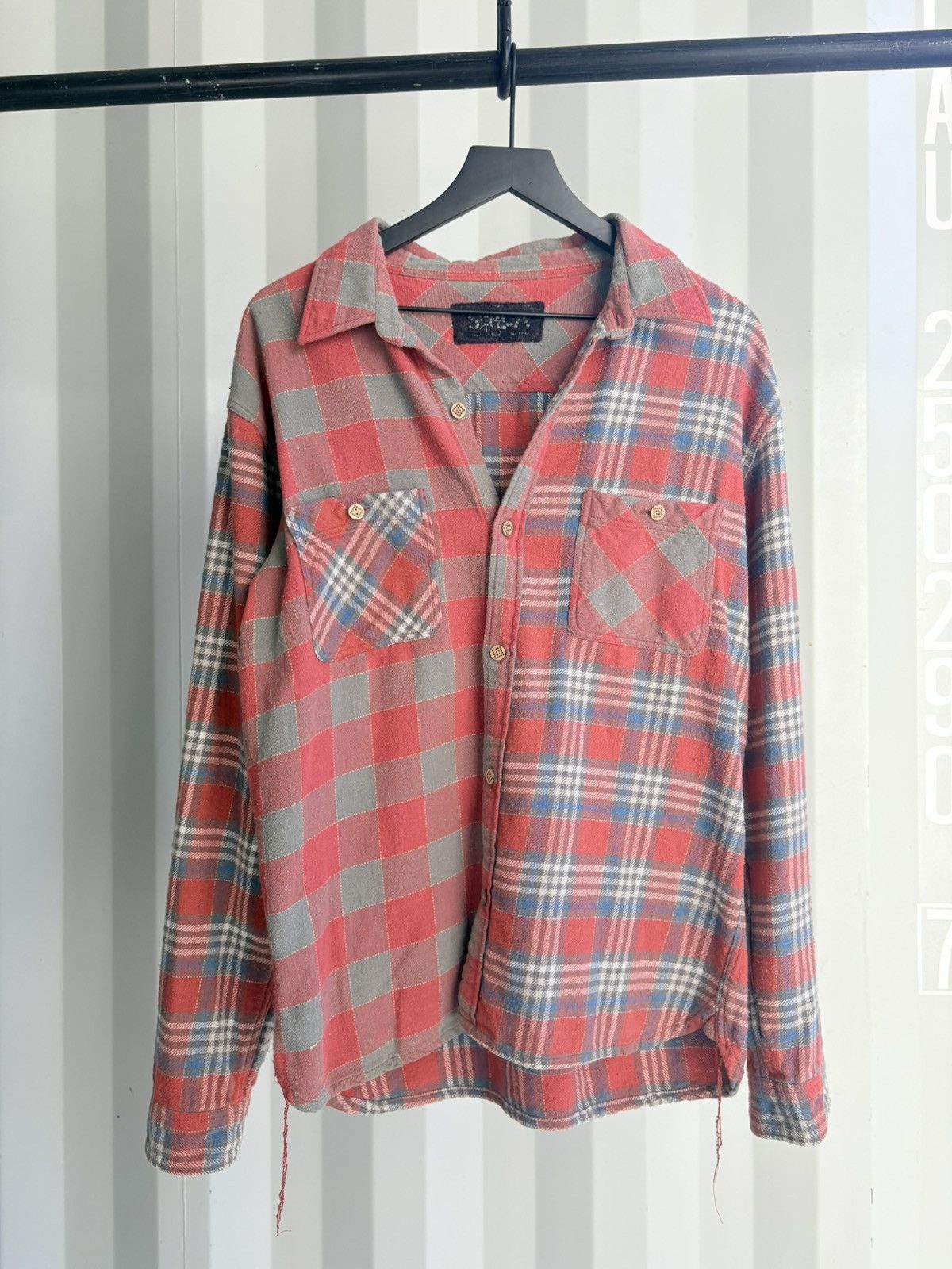 Vintage 50/50 Pattern Flannel Shirt Faded Distressed Size US L / EU 52-54 / 3 - 1 Thumbnail