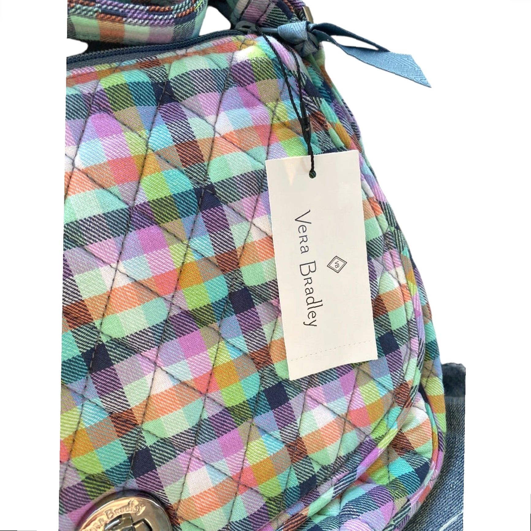 Vera Bradley Vera Bradley Saddle Crossbody Bag Gingham Plaid Crossbody Women Pink Multicolor Fabric 10.5h x 8.5h x 3d Messenger Ladies Size ONE SIZE - 5 Thumbnail