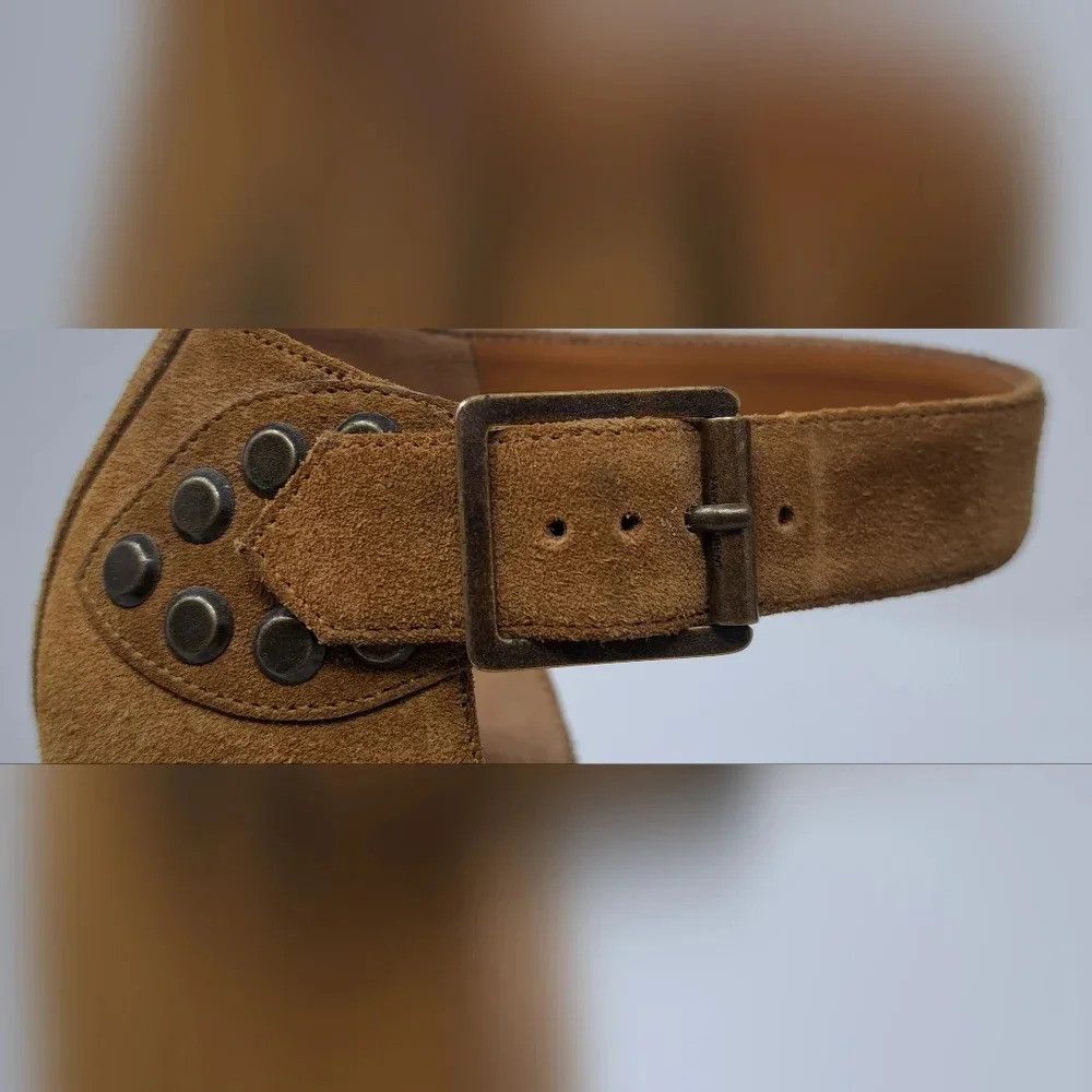 Saint Laurent Paris Saint Laurent Suede Ankle Strap Sandals Heels Buckle Metal Size US 7.5 / IT 37.5 - 3 Thumbnail