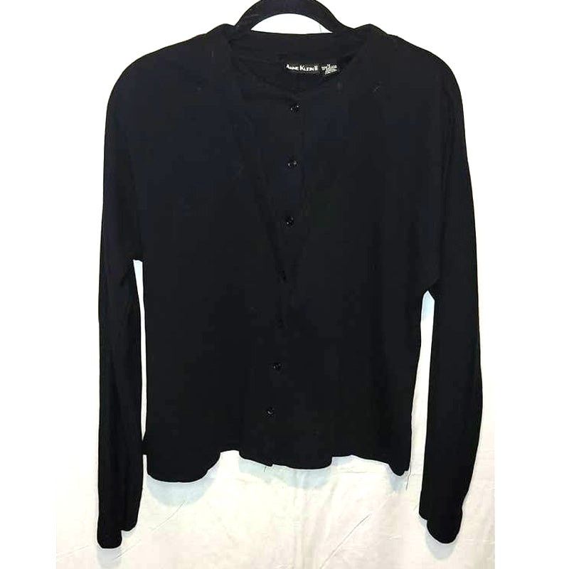 Anne Klein Anne Klein II Black Wool Button Down Blouse Size 12P Size XL / US 12-14 / IT 48-50 - 1 Thumbnail