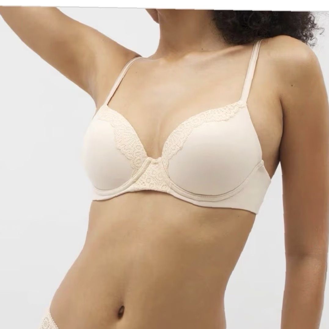 Vintage SOMA Embraceable Perfect Coverage Bra Crochet Lace Pale Sand 38 DDD Women Bra Size ONE SIZE - 6 Thumbnail