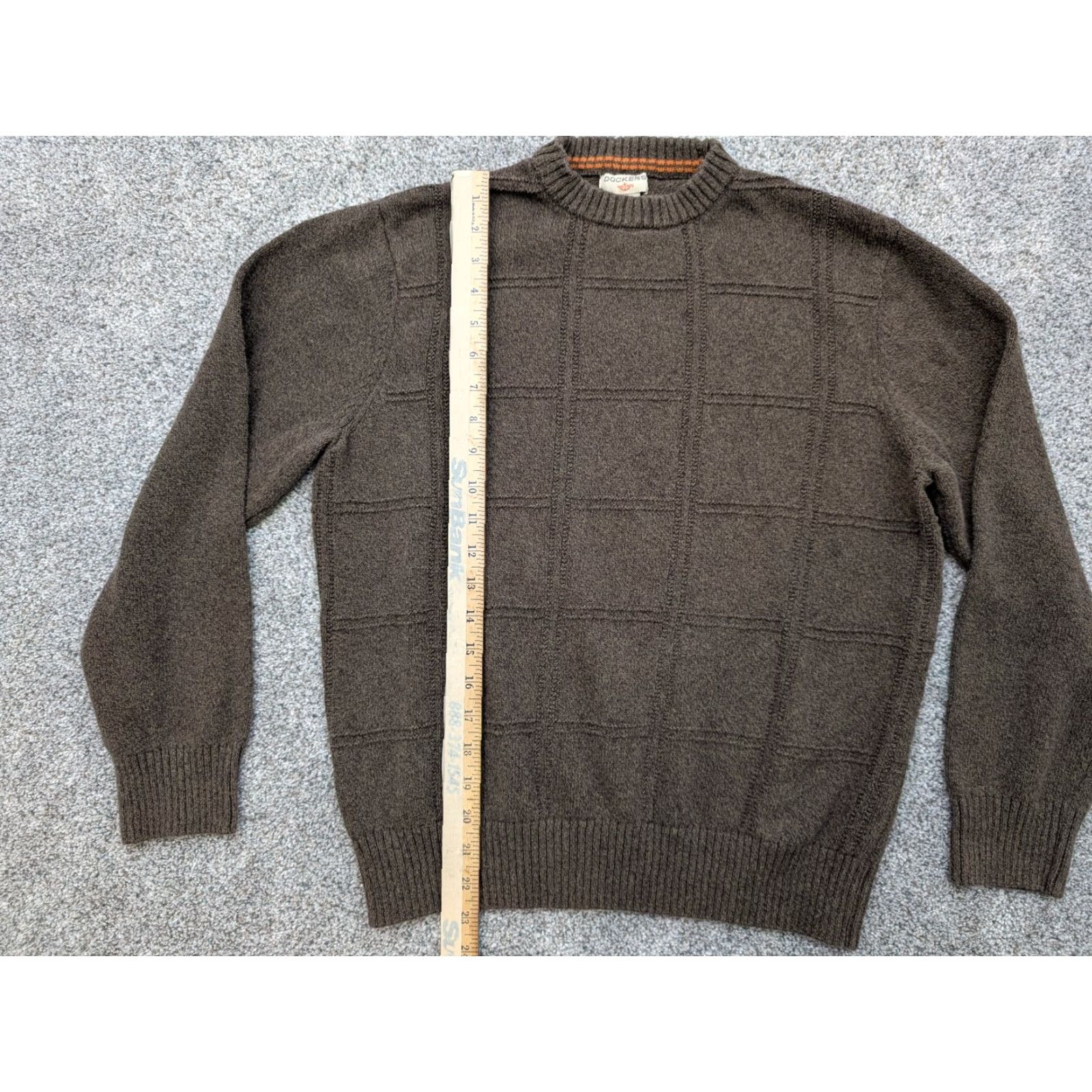 Dockers DOCKERS Sweater Mens Large Crewneck Pullover Cotton Grid Casual Knit Geometric All Seasons Brown Crew Neck Size US L / EU 52-54 / 3 - 3 Thumbnail