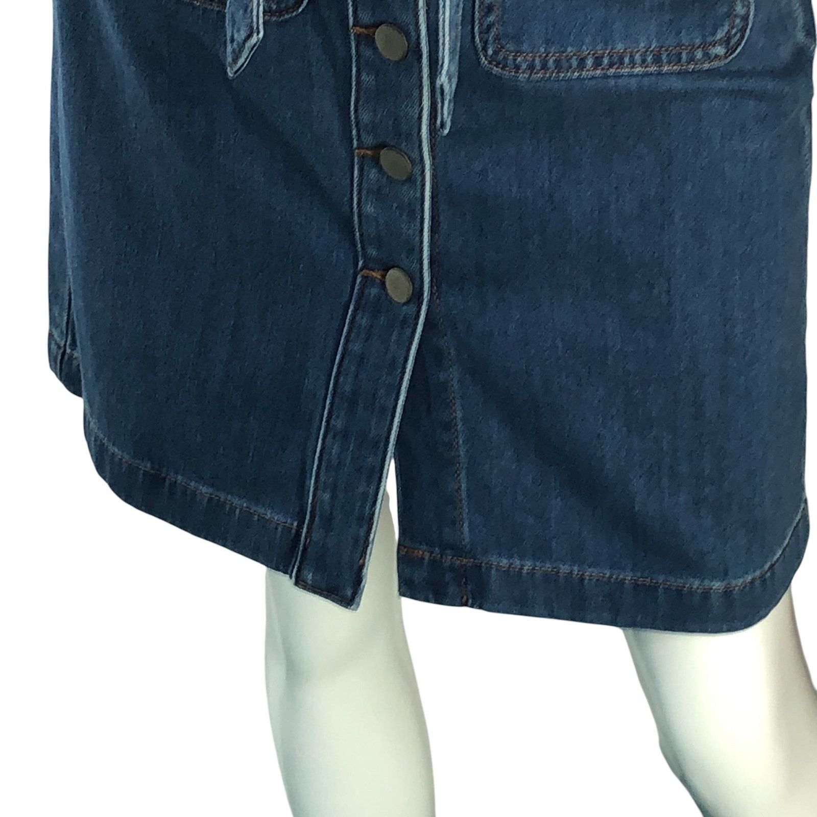 Loft Loft Petite Sz 2P Skirt Denim Jean Patch Pocket Button Front Size 28" / US 6 / IT 42 - 3 Thumbnail
