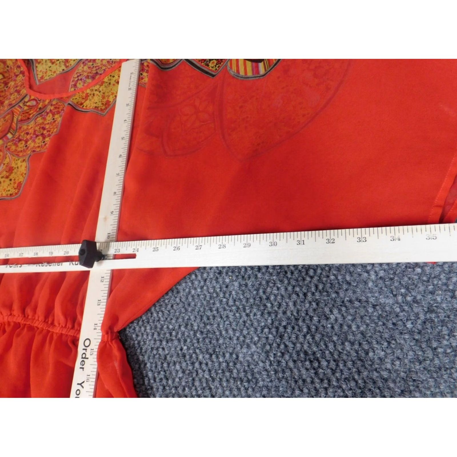 Madison Madison Blouse Shirt Womens S Orange Striped Crew Neck Short Sleeve Pullover Stretch Casual Regular Polyester Rayon Vintage No Size S / US 4 / IT 40 - 6 Thumbnail