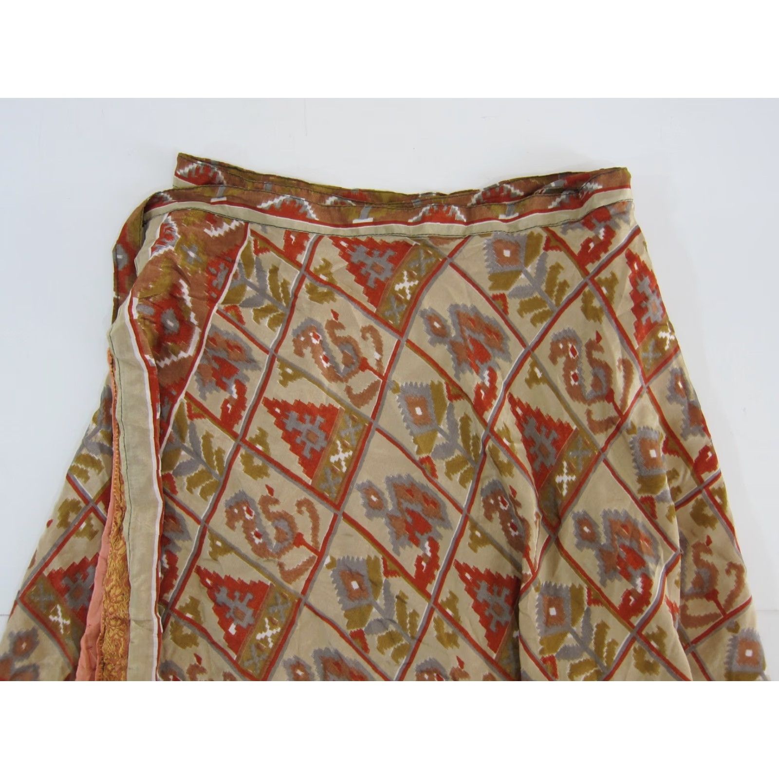 Pinko VINTAGE India Silk Pink Floral Paisley Wrap Skirt OS Women Long Reversible 100% Silk Size 42" / US 20 - 5 Thumbnail