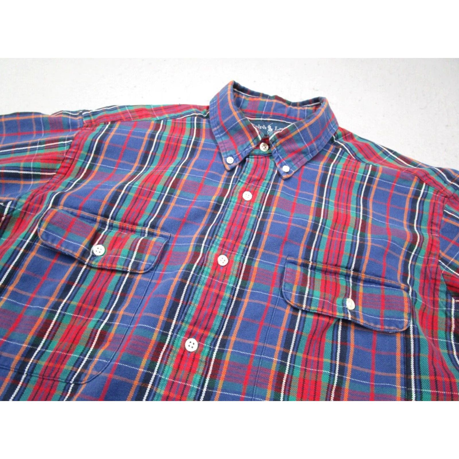 Polo Ralph Lauren VINTAGE Ralph Lauren Button-Up Flannel Shirt Mens Large Purple Plaid 90s Size US L / EU 52-54 / 3 - 2 Thumbnail