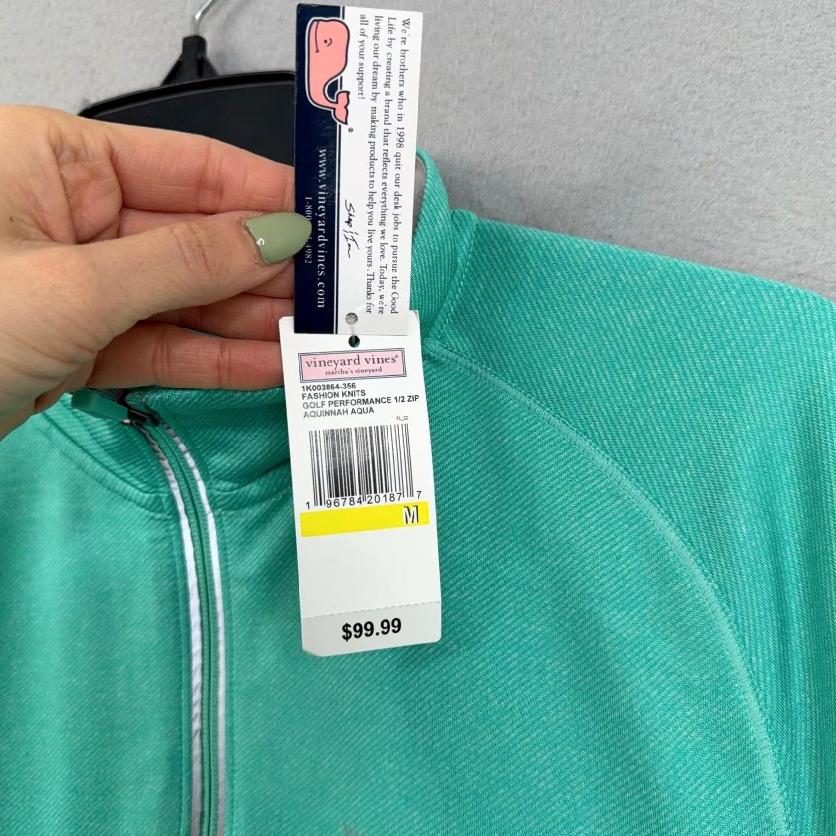 Vineyard Vines VINTAGE Vineyard Vines Pullover Men M Blue Aqua Performance Half Zip Golf NWT Size US M / EU 48-50 / 2 - 4 Thumbnail