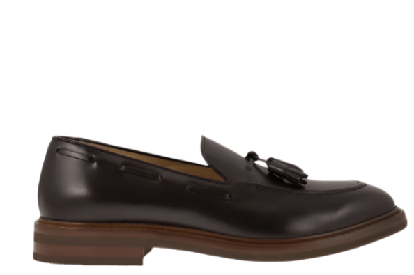 Brunello Cucinelli Brunello Cucinelli Mens Leather Tassle Loafers in Burgundy Size US 6 / EU 39 - 1 Thumbnail