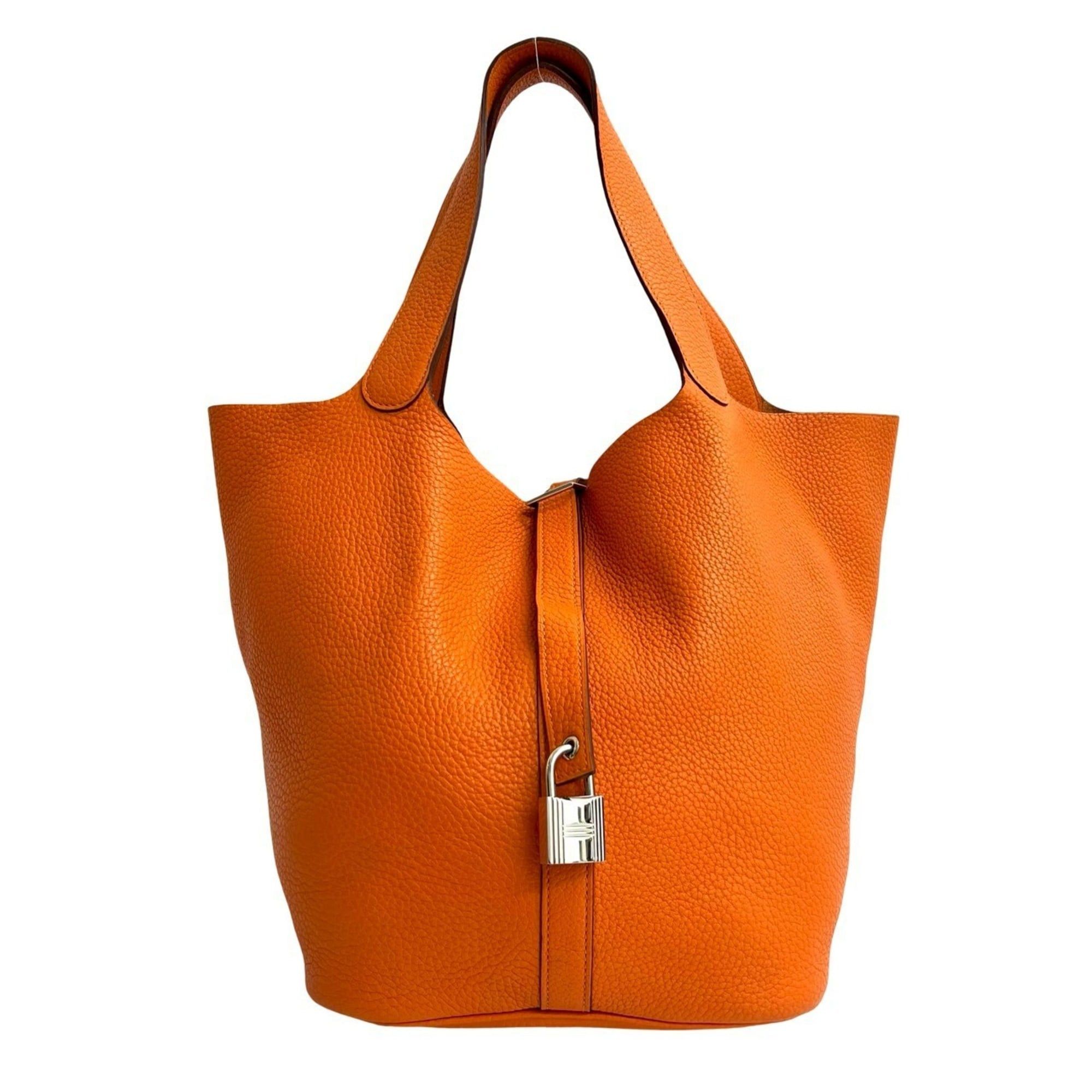 Hermes □O engraved HERMES Picotin Lock GM Taurillon Clemence leather handbag tote bag orange 22018 Size ONE SIZE - 1 Thumbnail