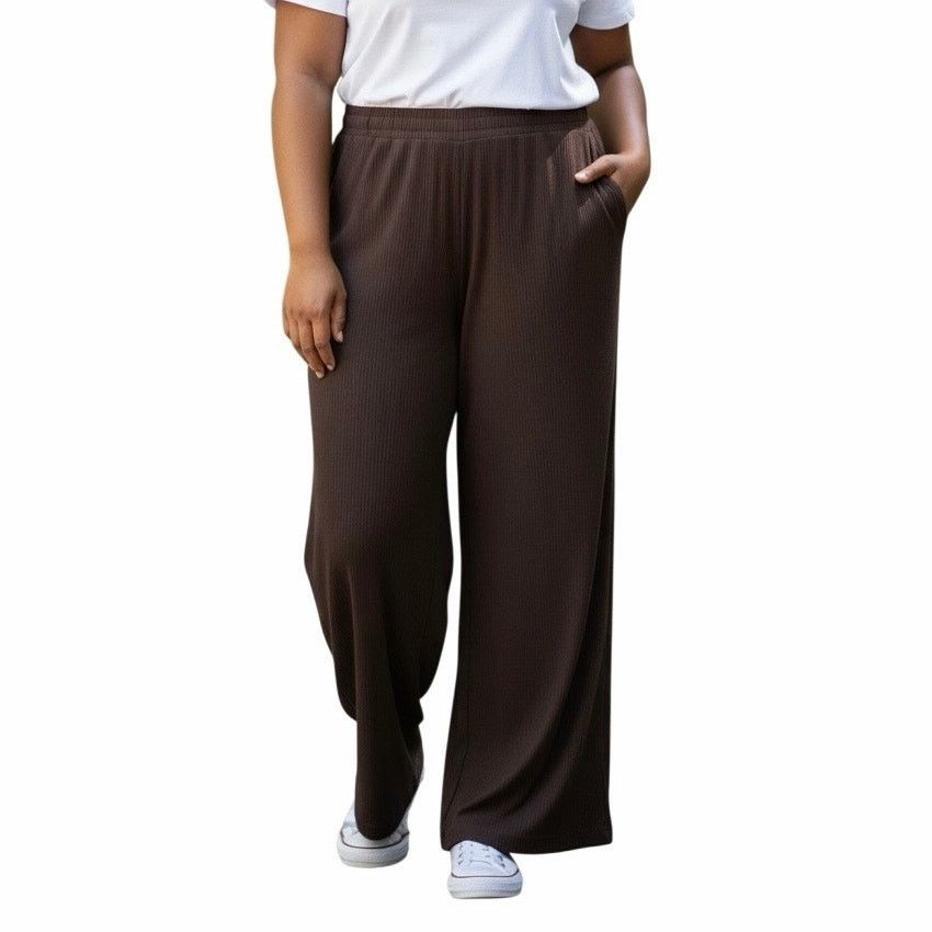 The Unbranded Brand Auden Brown Cozy Ribbed Wide Leg Pant Sleepwear Sz XXL Size 34" / US 12 / IT 48 - 1 Thumbnail