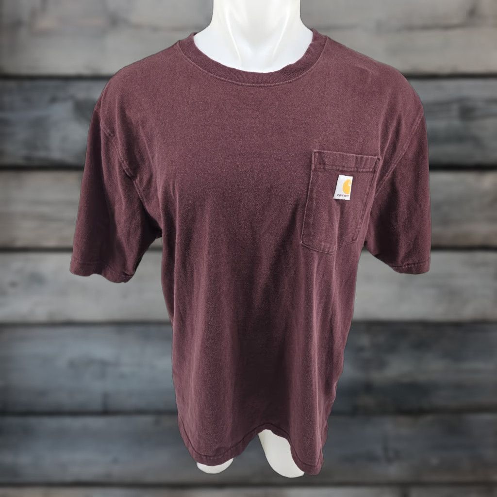 Carhartt Carhartt Classic Logo Pocket T Shirt Mens Adult Large LT Maroon Red Logo Short Sleeve Crew Neck Pants? Size US L / EU 52-54 / 3 - 1 Thumbnail