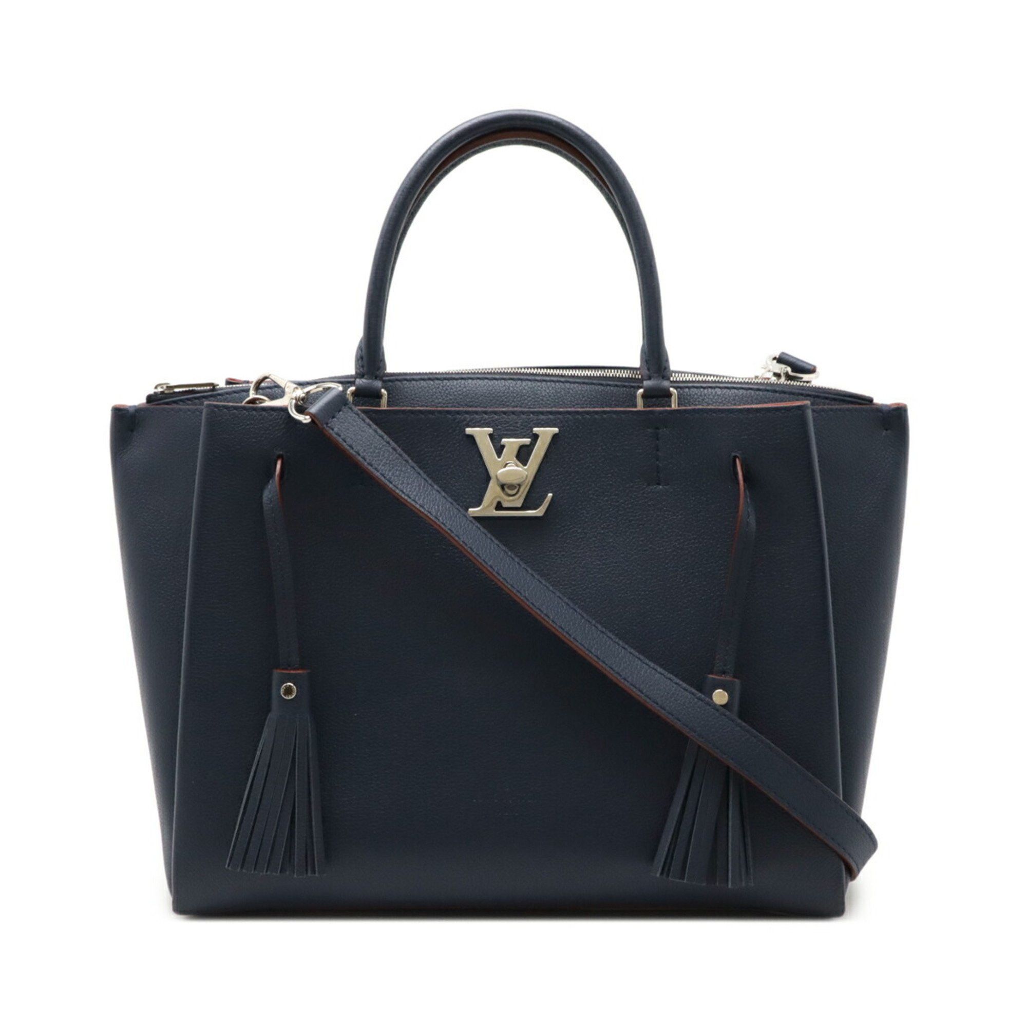 Louis Vuitton Rock Me Tote Bag Shoulder Leather Marine Rouge Navy M54571, Women's