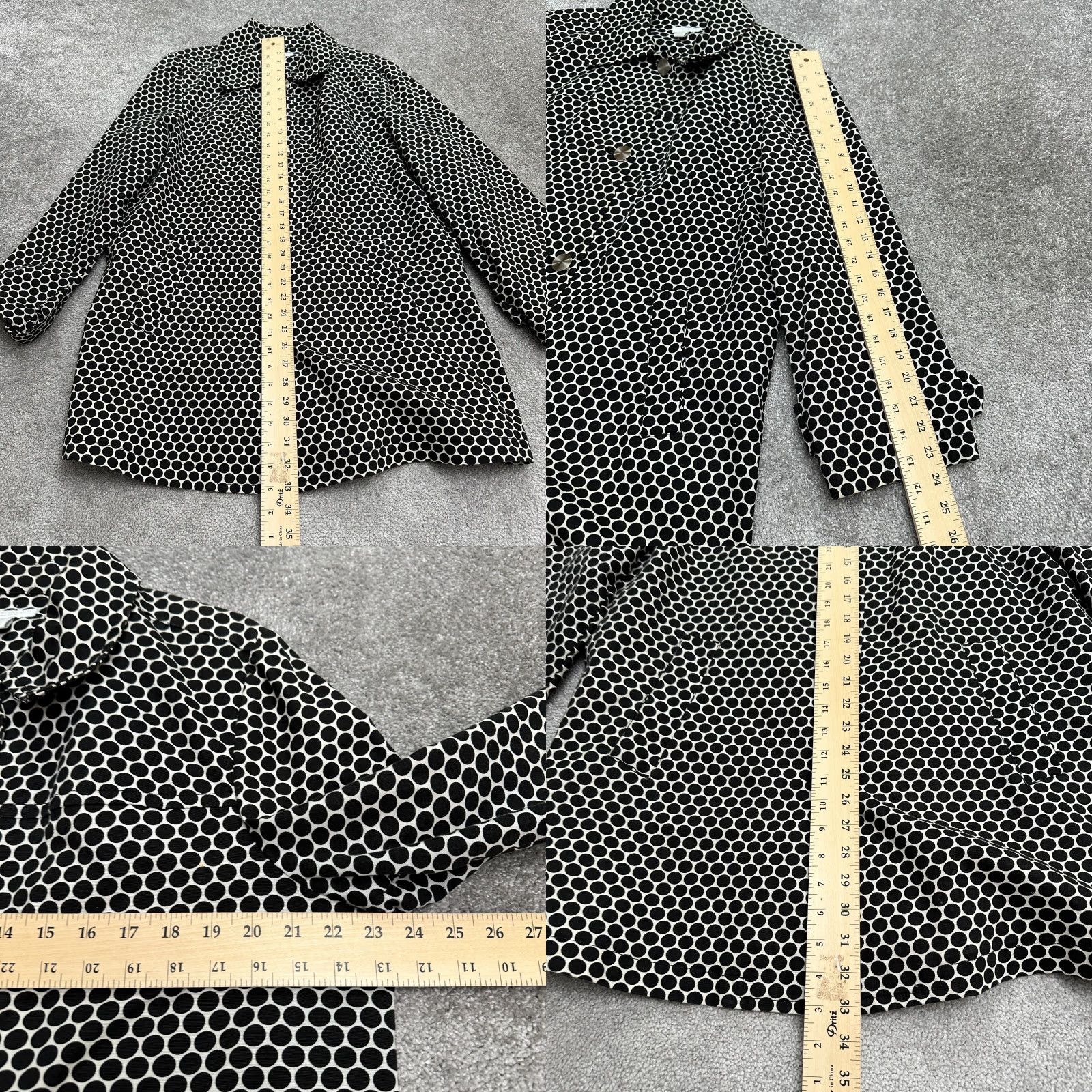 Charter Club Charter Club Overcoat Jacket Womens 1X Black Polka Dot Button Down Cotton Blend Size XL / US 12-14 / IT 48-50 - 8 Thumbnail