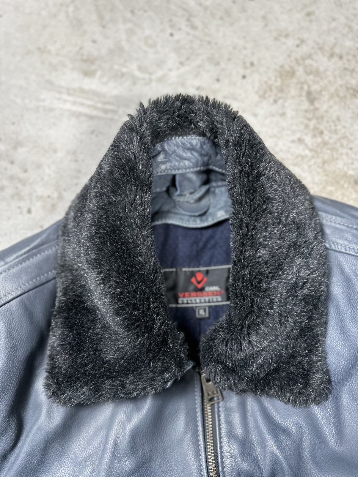 Vintage Y2K A2 Type Grey Leather Bomber Flyers Jacket