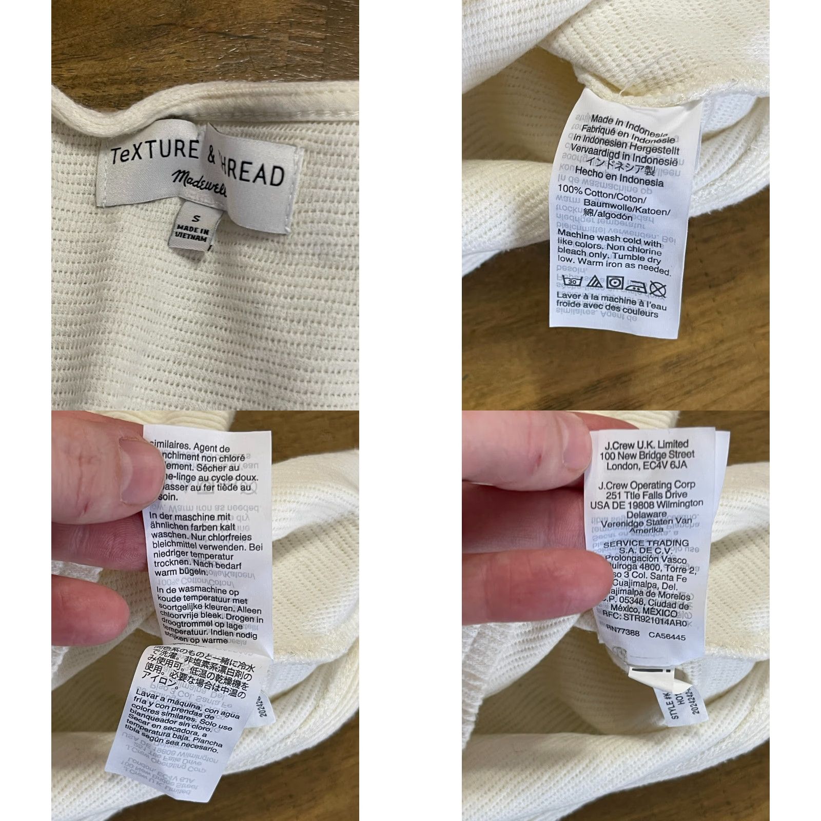 Madewell Madewell Texture & Thread Shirt Women's Small Ivory V-neck Front Tie Shirt Size S / US 4 / IT 40 - 8 Thumbnail