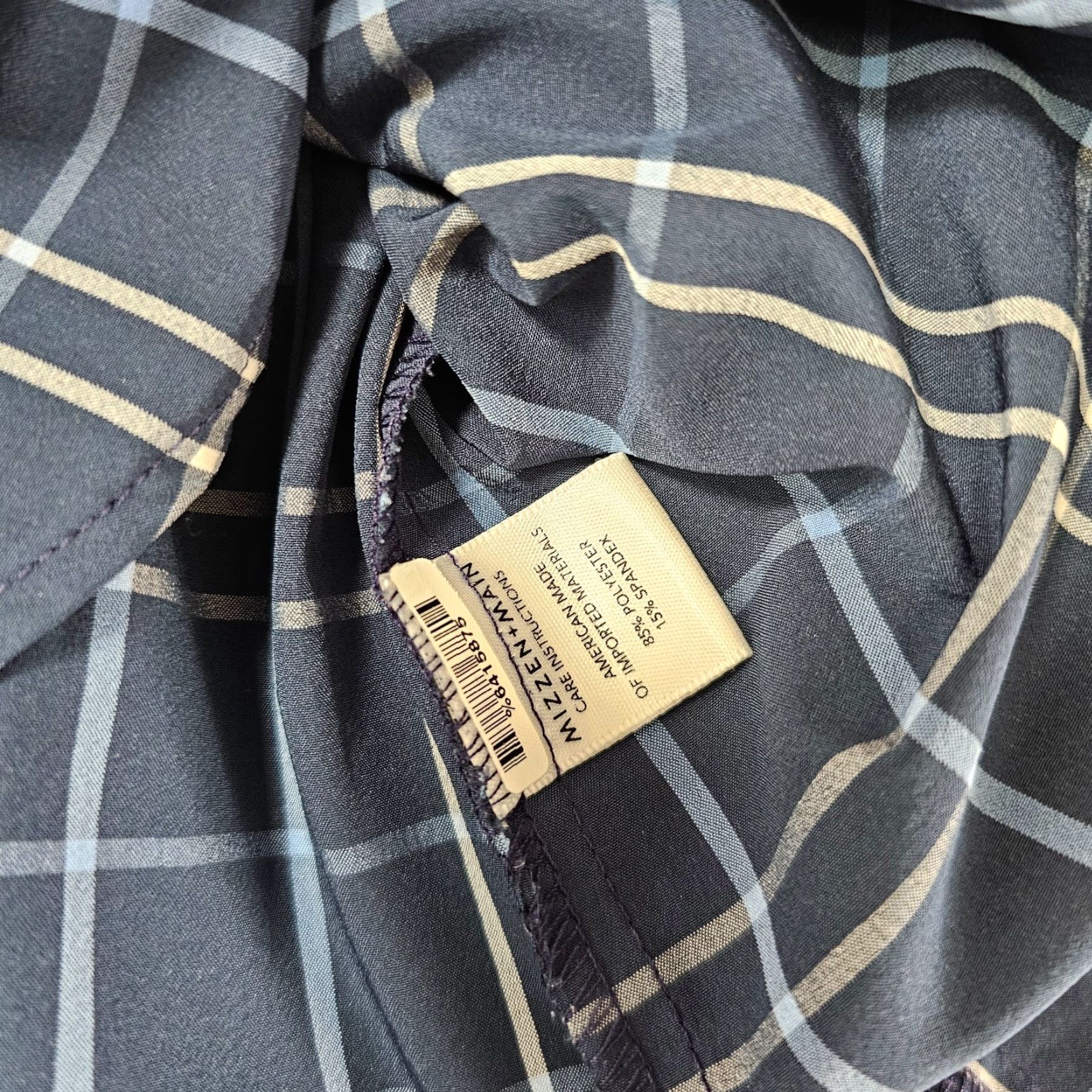 Mizzen+Main VINTAGE Mizzen+Main Dress Shirt Men's Large Trim Navy White Check Stretch Performance Size 42R - 5 Thumbnail