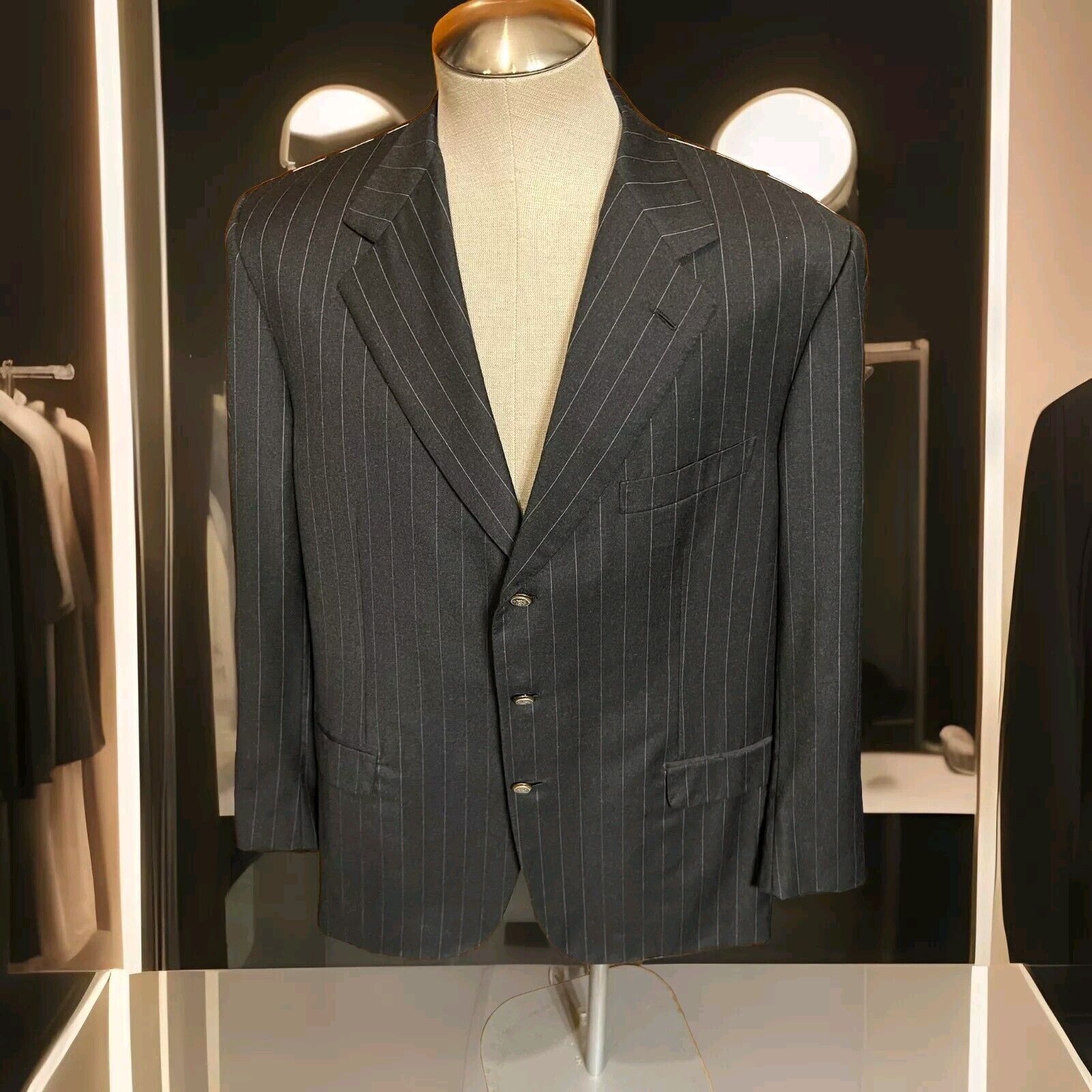 Brioni Brioni Gray White Stripes 2Btn Blazer Jacket 44 L USA Size 44L - 1 Thumbnail