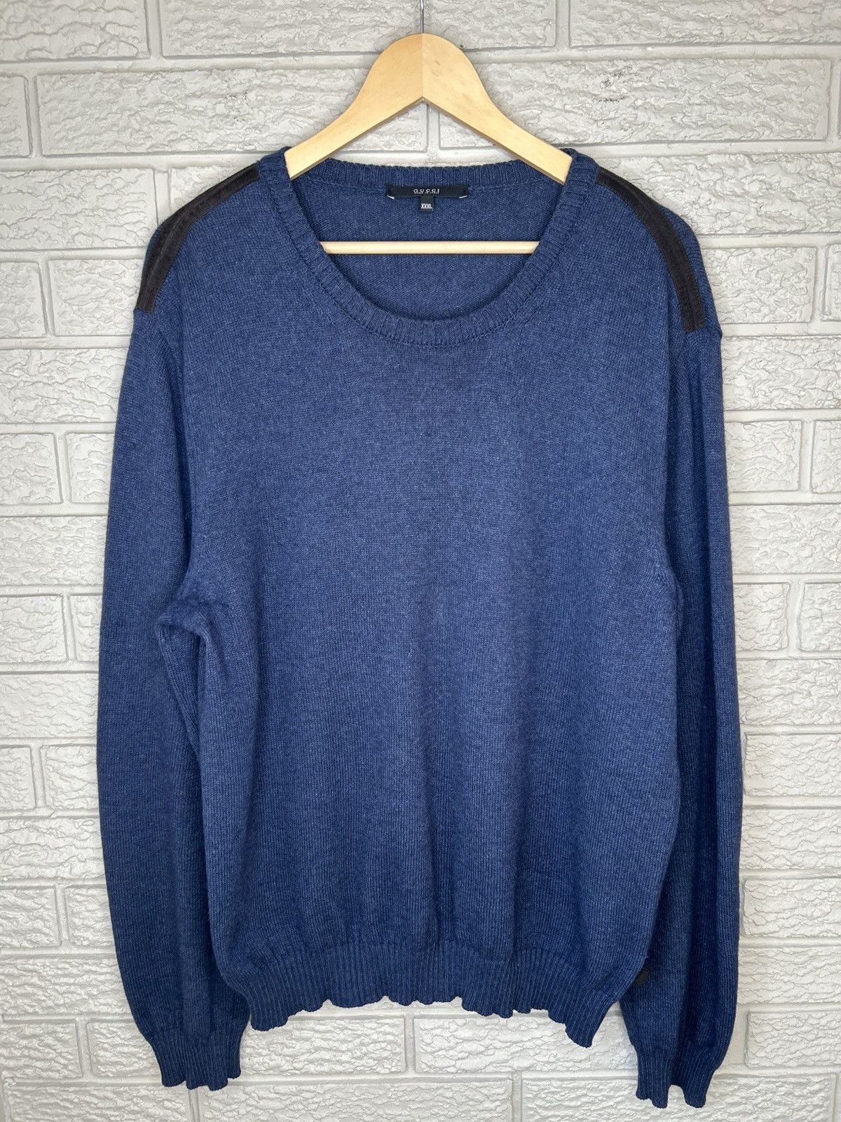 Gucci Gucci Alpaca Silk Navy Blue Calfskin Patch Knit Sweater Size US XL / EU 56 / 4 - 1 Thumbnail