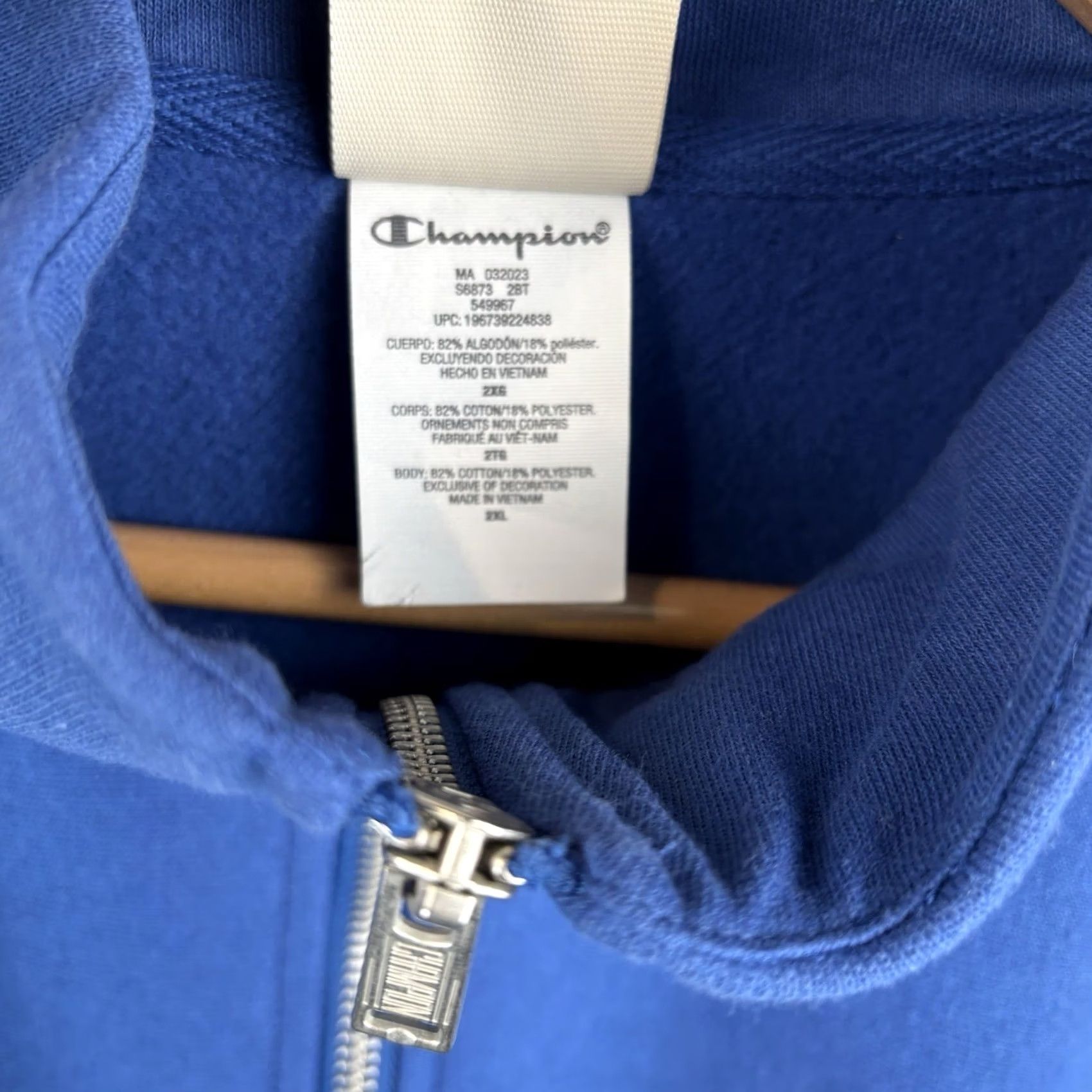 Champion Champion Sweatshirt Mens 2XL Blue 1/4 Zip Pullover Reverse Weave Long Sleeve Zip Crew Neck Logo Vintage: No Size US XXL / EU 58 / 5 - 4 Thumbnail
