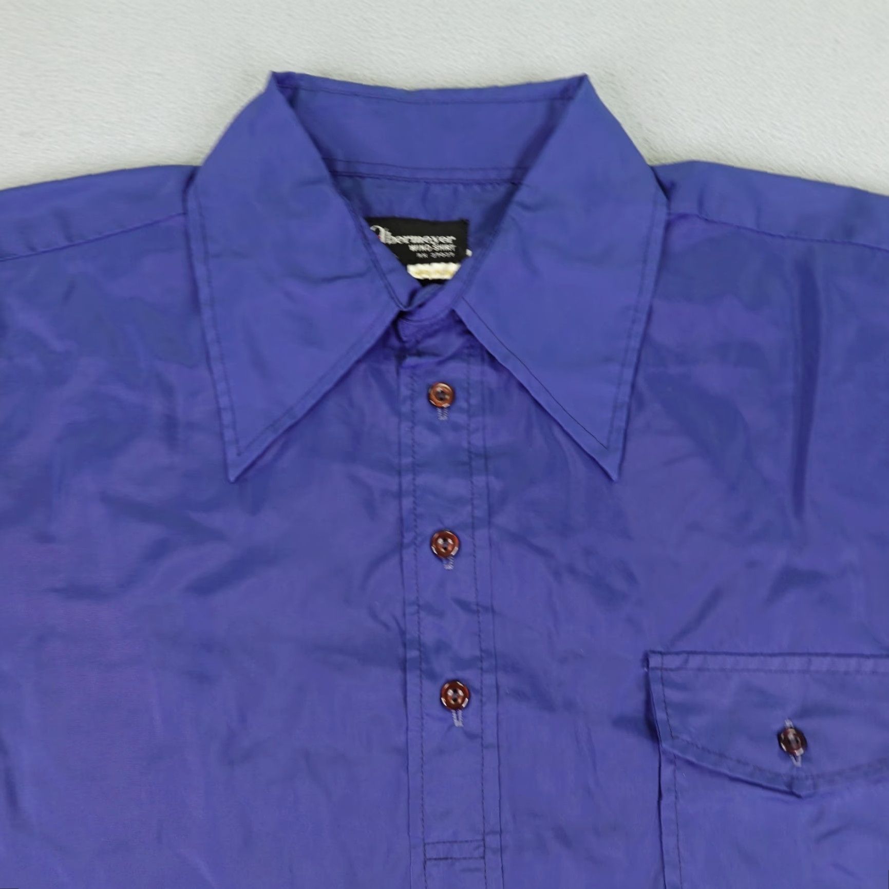 Obermeyer VINTAGE Obermeyer Windshirt Shirt Mens Large Blue Nylon 70s Japan Made Collared Button-Up Lightweight Windbreaker Mens Size US L / EU 52-54 / 3 - 2 Thumbnail