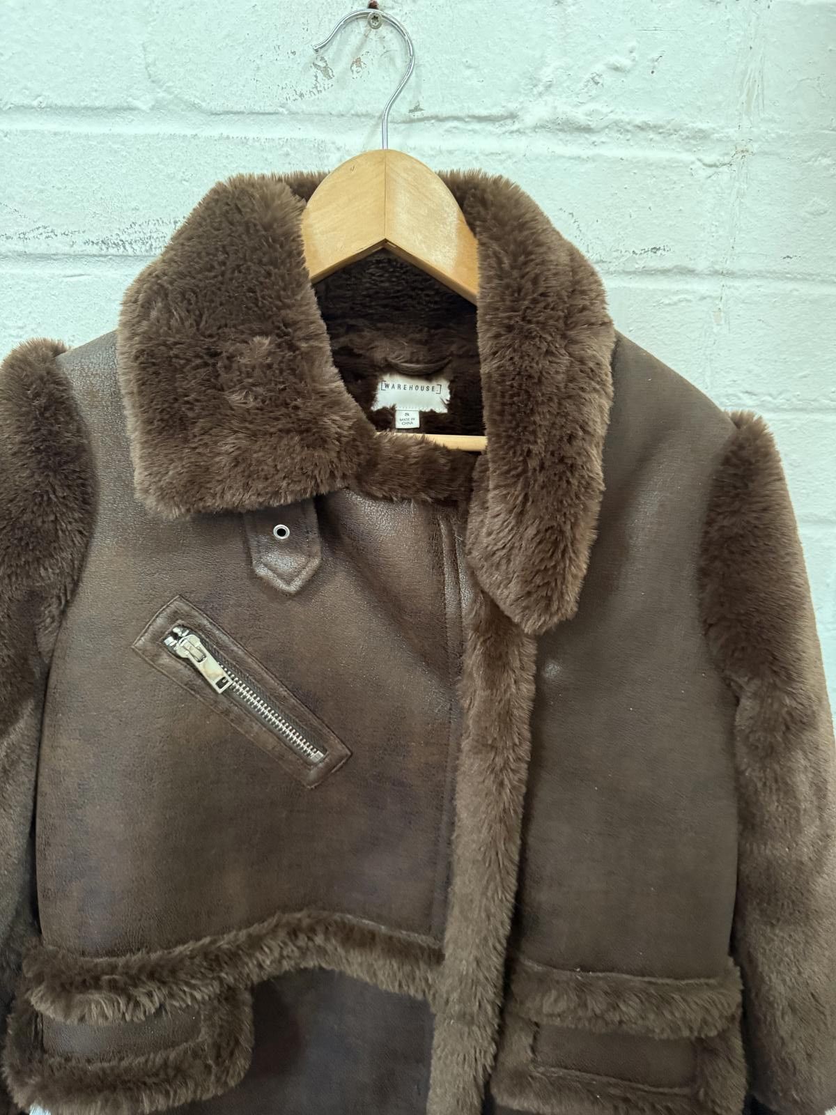 Unknown London Brown Faux Fur Lined Coat Size ONE SIZE - 3 Thumbnail