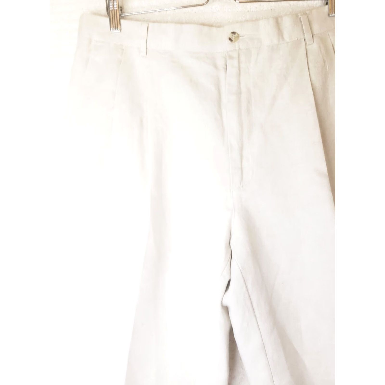 Club Room Club Room Linen Blend Pants 38W x 30L Beige Men Straight Leg Pleated Front Cuffed Regular Fit Business Casual Trousers Size US 38 / EU 54 - 3 Thumbnail
