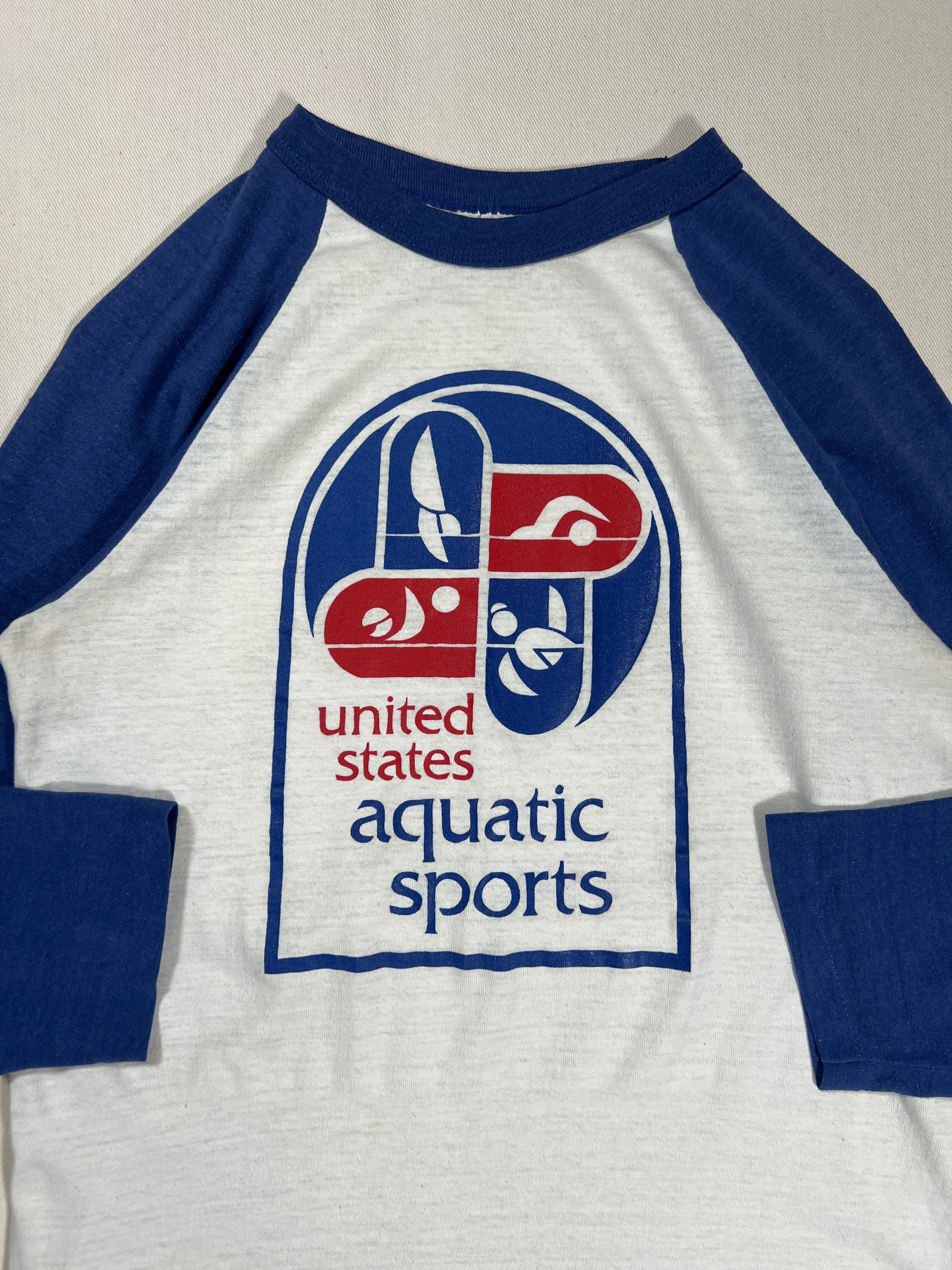 Vintage VTG 1980's United States Aquatic Sports Raglan T-Shirt Size US M / EU 48-50 / 2 - 2 Thumbnail