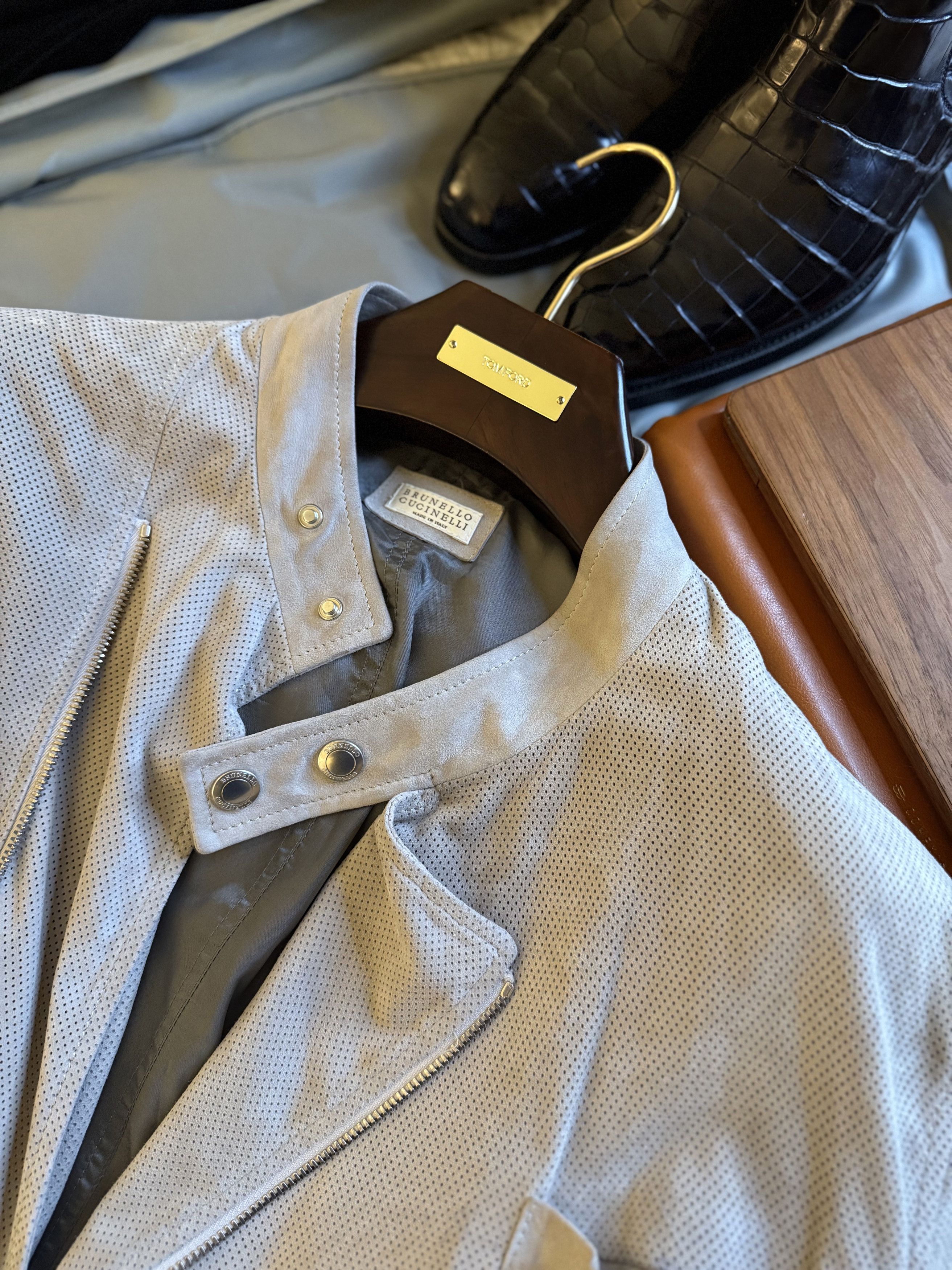 Brunello Cucinelli Effortless Cool $8,400 CUCINELLI Suede Leather Biker Jacket Size US XL / EU 56 / 4 - 19 Thumbnail