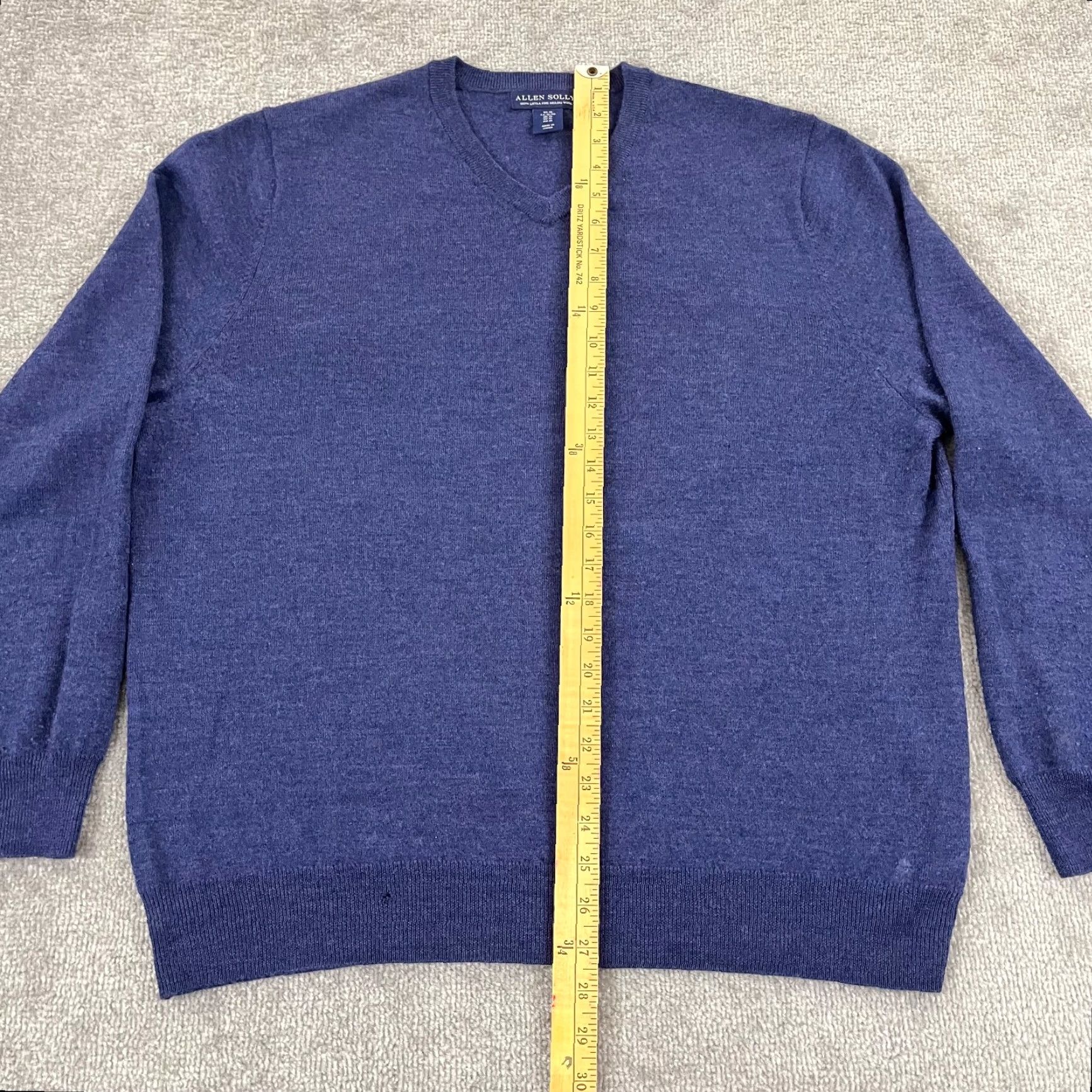 Vintage ALLEN SOLLY Sweater Mens XL Blue 100% Merino Wool Lightweight Pullover Size US XL / EU 56 / 4 - 3 Thumbnail