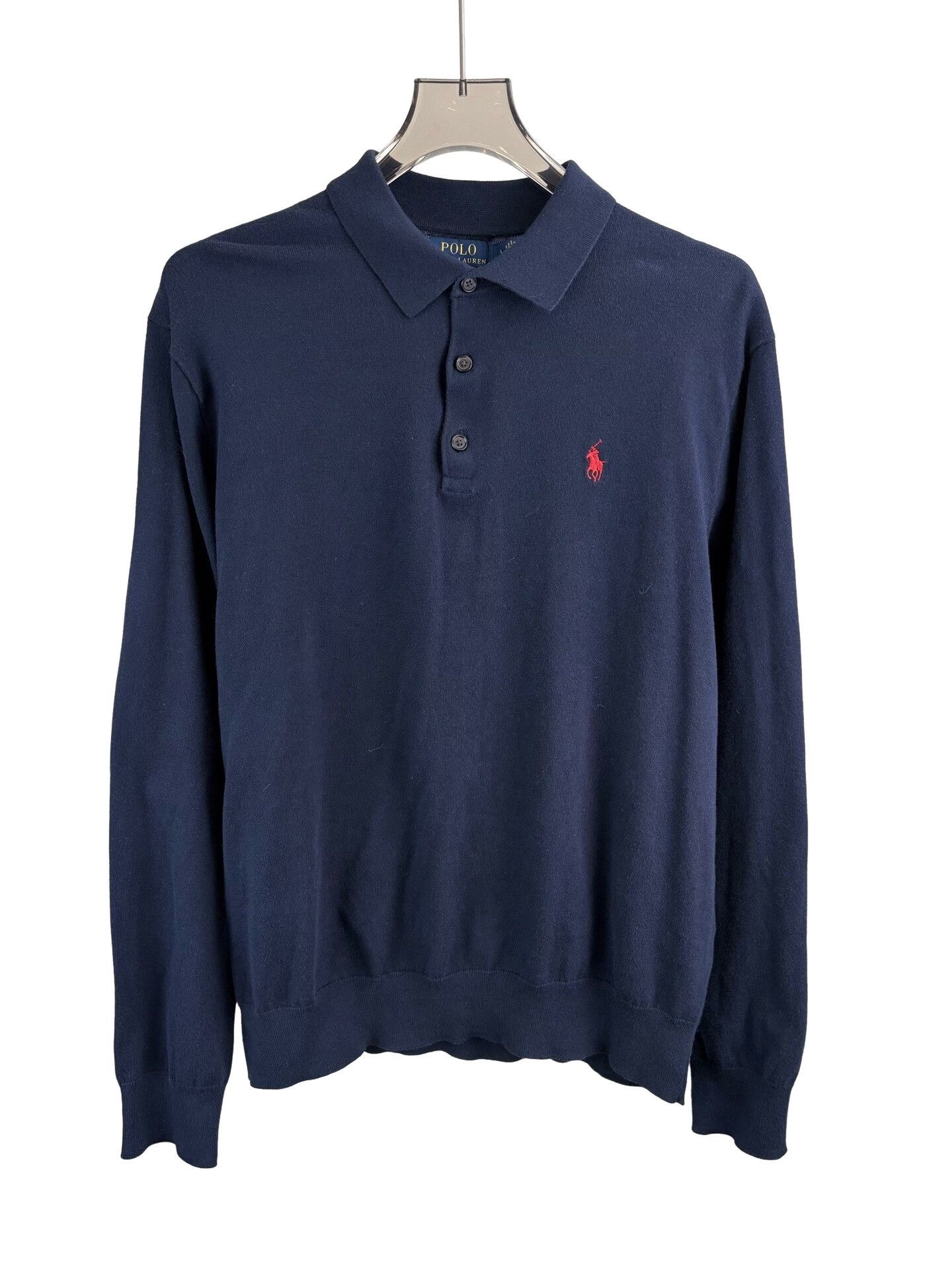 Polo Ralph Lauren Polo Ralph Lauren Navy Cotton Long Sleeve Polo L Size US L / EU 52-54 / 3 - 1 Thumbnail