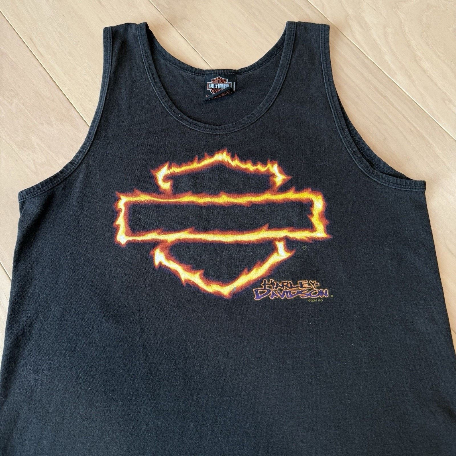 Harley Davidson × Vintage Vintage Harley Davidson Tank Top M Black Flames Motorcycles Size US M / EU 48-50 / 2 - 3 Thumbnail