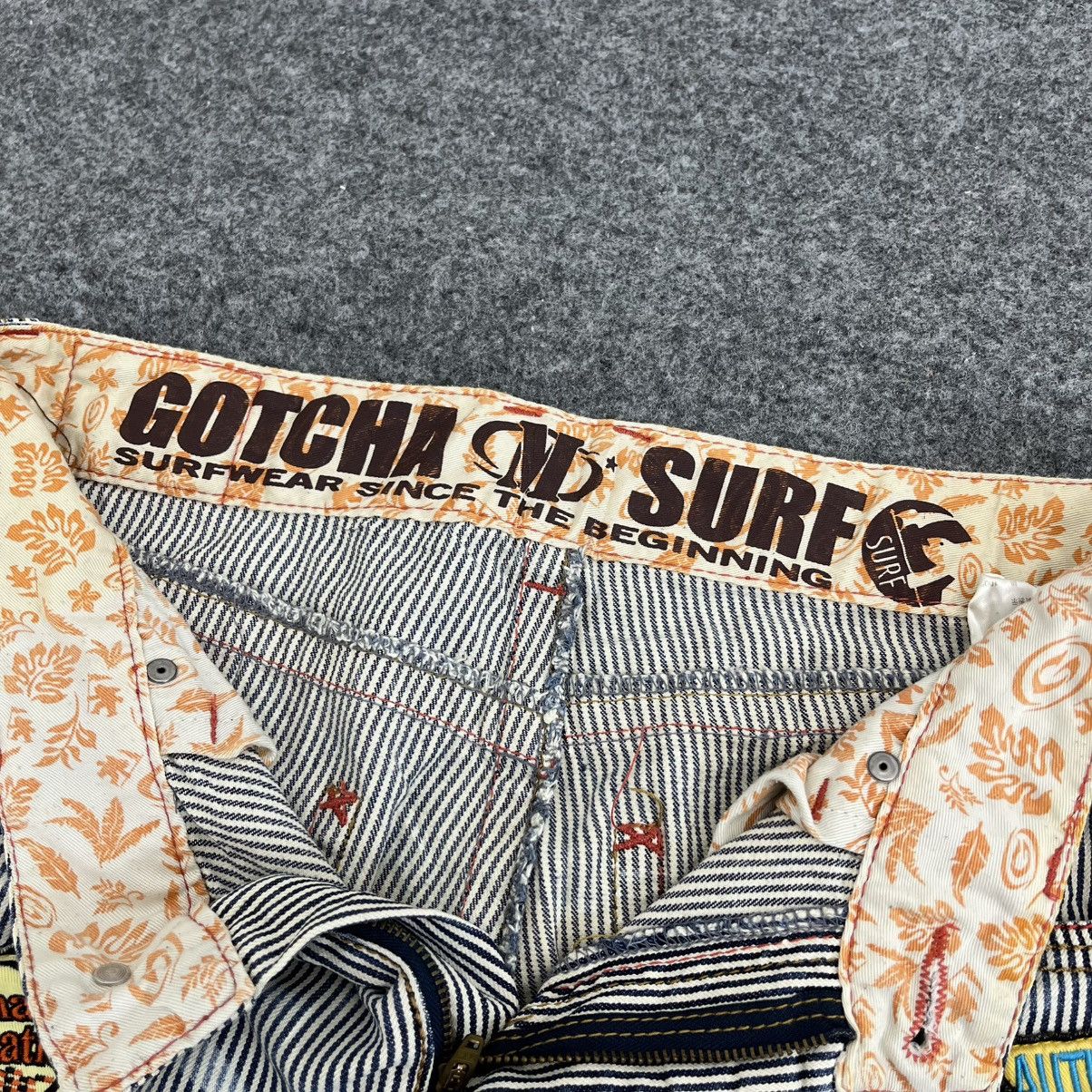 Japanese Brand Y2K Gotcha Striped Distressed Jeans Patchwork Size US 32 / EU 48 - 7 Thumbnail