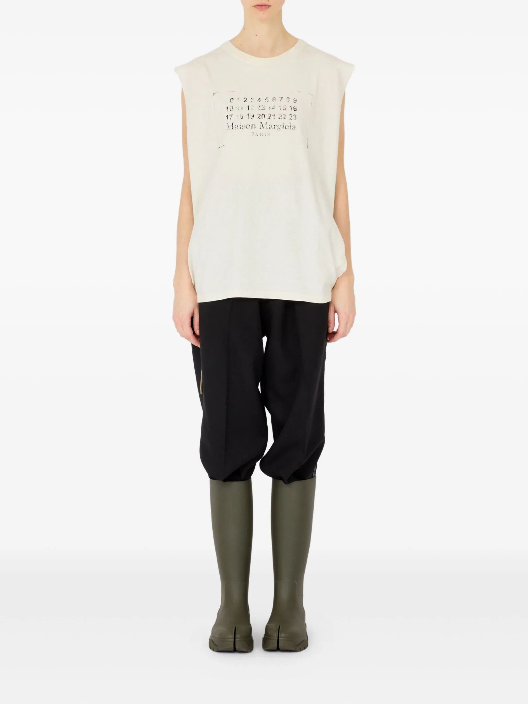 Maison Margiela o1w1db10526 Cotton Tank Top in Ivory Size S / US 4 / IT 40 - 2 Thumbnail