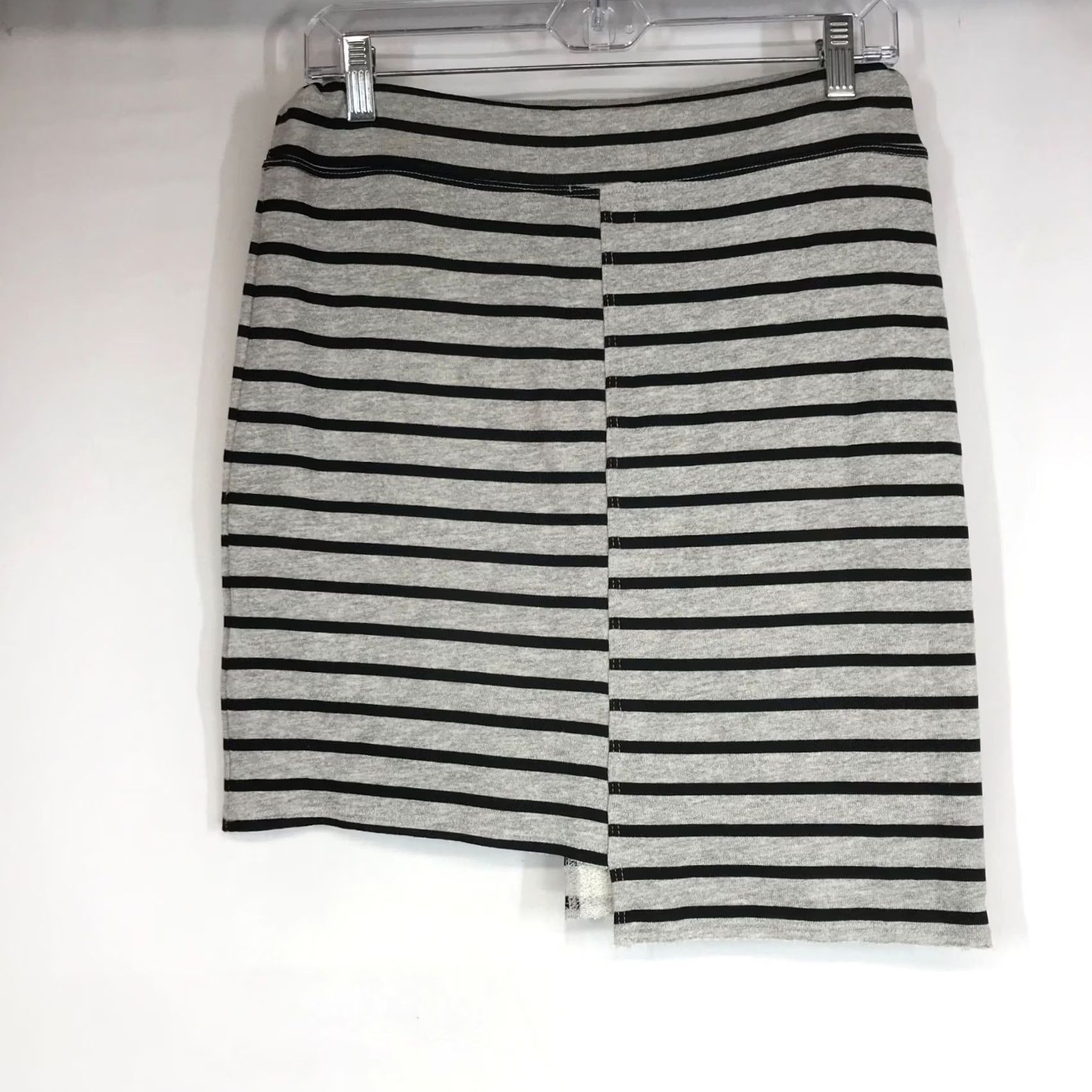 Sundry SUNDRY Skirt Women's 0 Gray Black Drawstring Waist Solis Stripe Mini Size 25" / US 0 / IT 36 - 4 Thumbnail