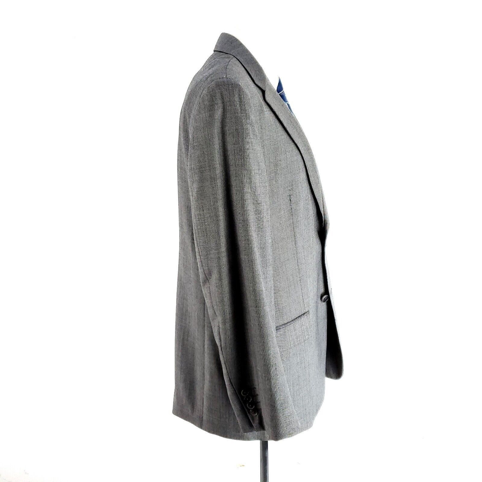Joseph & Feiss Joseph & Feiss Gold Wool 2 Button Blazer 42R Gray Sharkskin Size 42R - 6 Thumbnail