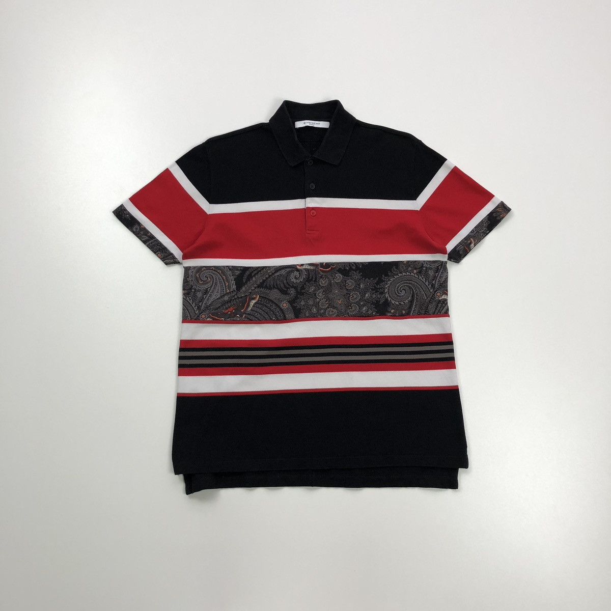 Givenchy Givenchy Paris Paisley Striped Cotton Polo Shirt Multicolor Size US S / EU 44-46 / 1 - 1 Thumbnail