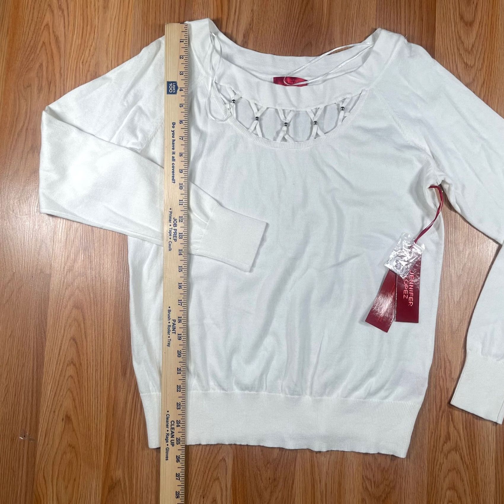 Vintage Jennifer Lopez Knit Sweater Womens XL White Cut Out Round Neck NWT Size XL / US 12-14 / IT 48-50 - 3 Thumbnail