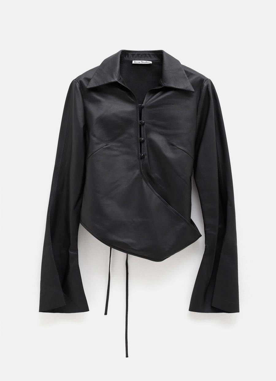 Acne Studios $1650 Acne Studios Leather Wrap Blouse Size S / US 4 / IT 40 - 1 Thumbnail