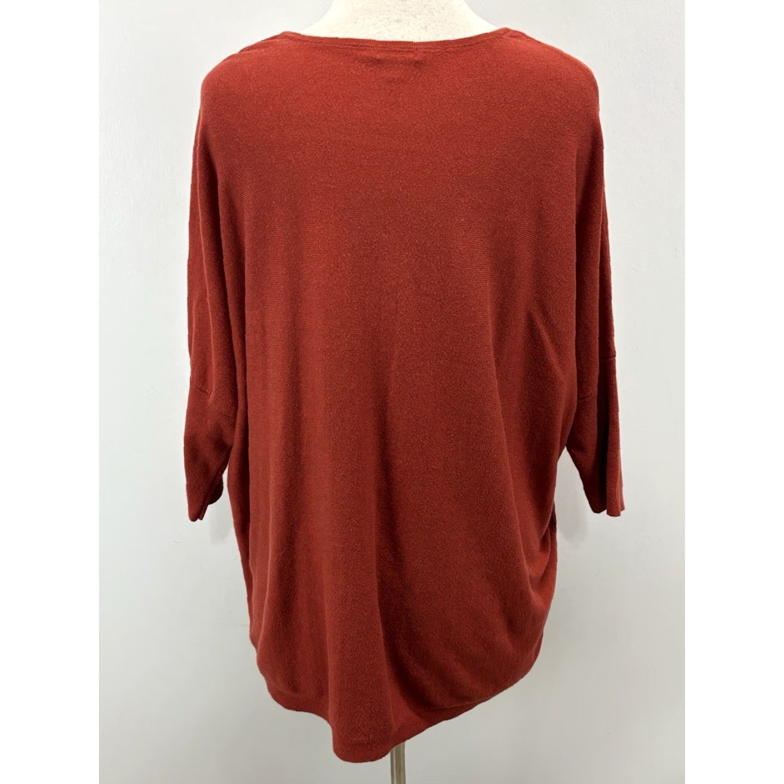J. Jill J. Jill Sweater Woman’s PM Petite Orange Oversized V-Neck 3/4 Sleeve Pullover Boho Knit Cotton Blend Drop Shoulder Size M / US 6-8 / IT 42-44 - 3 Thumbnail