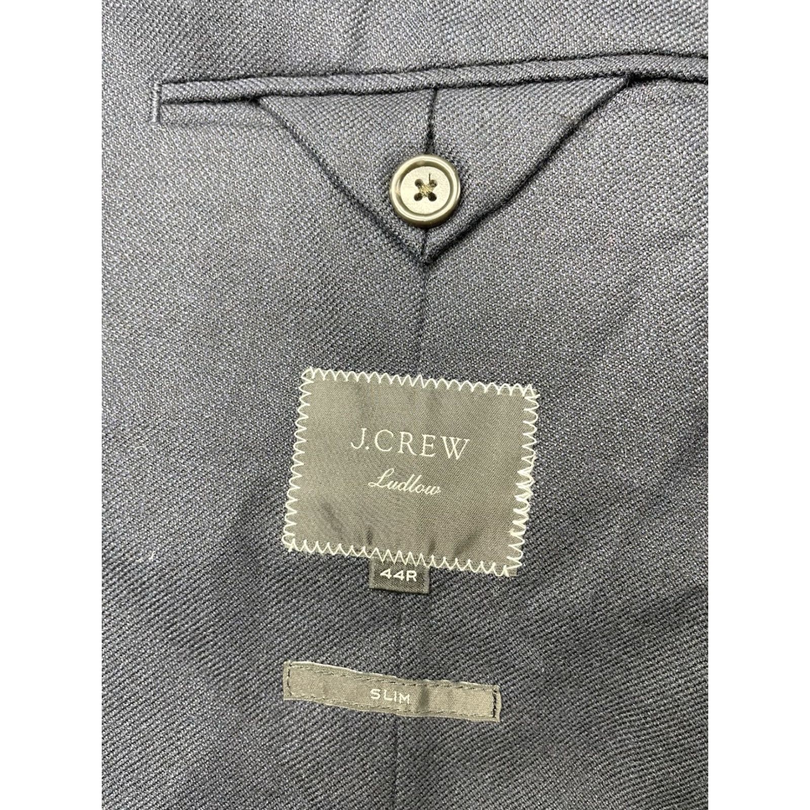 J.Crew J.CREW Moon Slim Suit Jacket Blazer Navy 44R Two-Button Notch Lapel Cotton Wool Blend Men Regular Lining Wool Dress Coat Size 44R - 3 Thumbnail