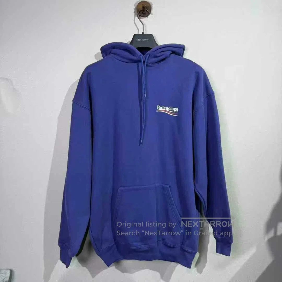 Balenciaga balenciaga dark blue hoodie with logo. Size US S / EU 44-46 / 1 - 1 Thumbnail