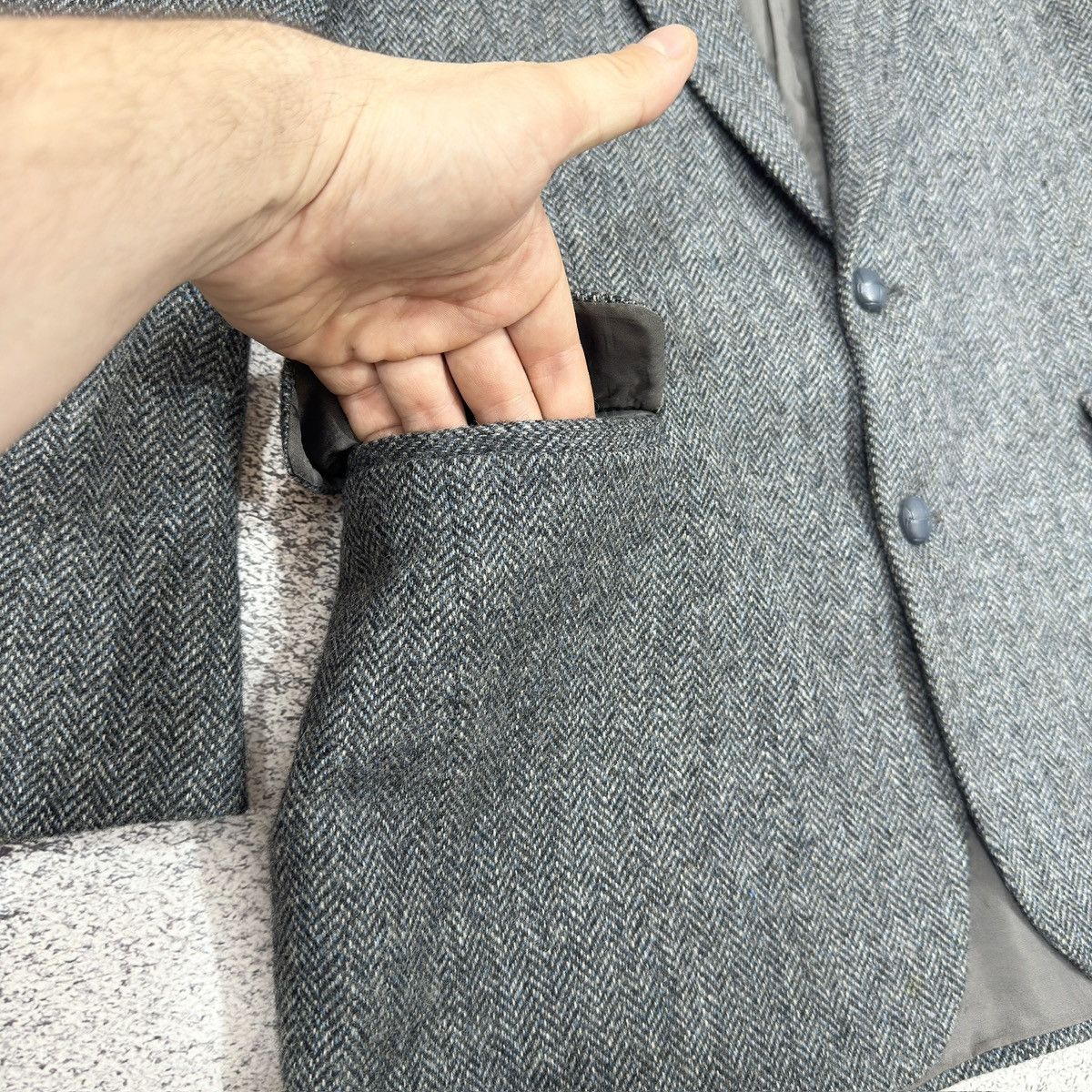 Designer × Vintage Vintage Dunn&Co Pure New Wool Tweed Blazer 50 size M Size 40R - 4 Thumbnail