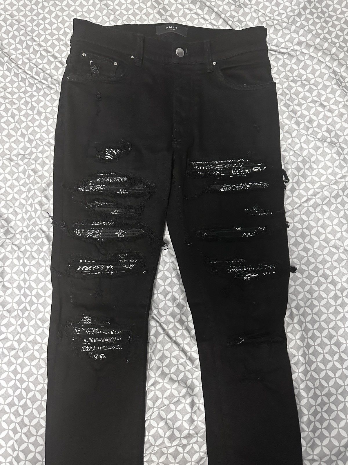 Amiri Black Bandana Jeans Black Bandana Thrasher Jeans 