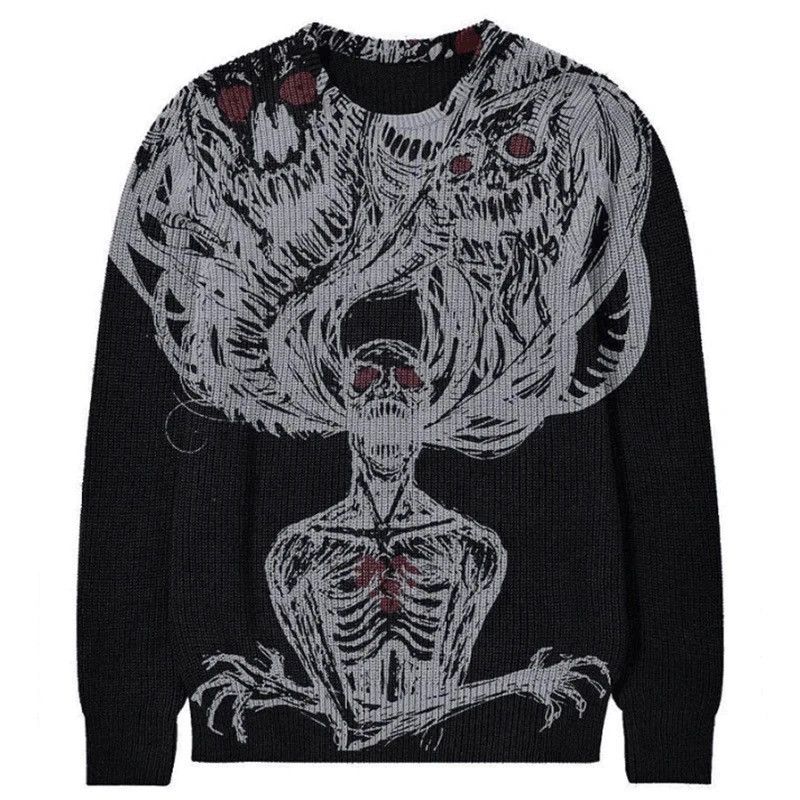 New Knitted Sweater Men's Hip-hop Street Gothic Wool