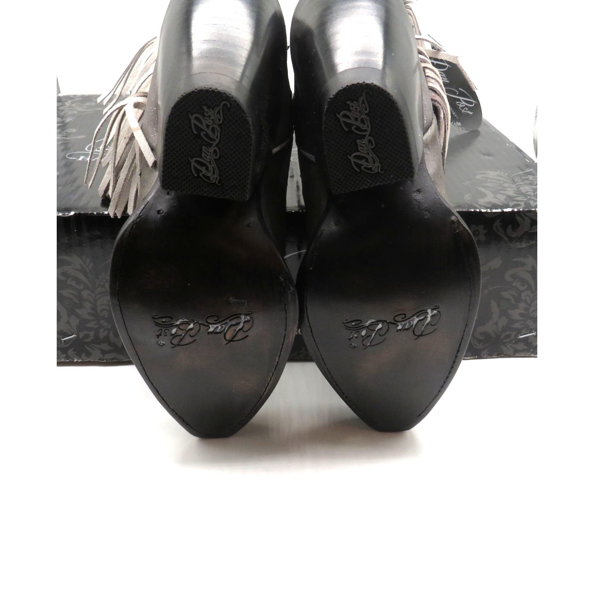 Dan Post Dan Post Womens Grey Metallic Fringe Leather Cowboy Boots Si Size US 6.5 / IT 36.5 - 8 Thumbnail