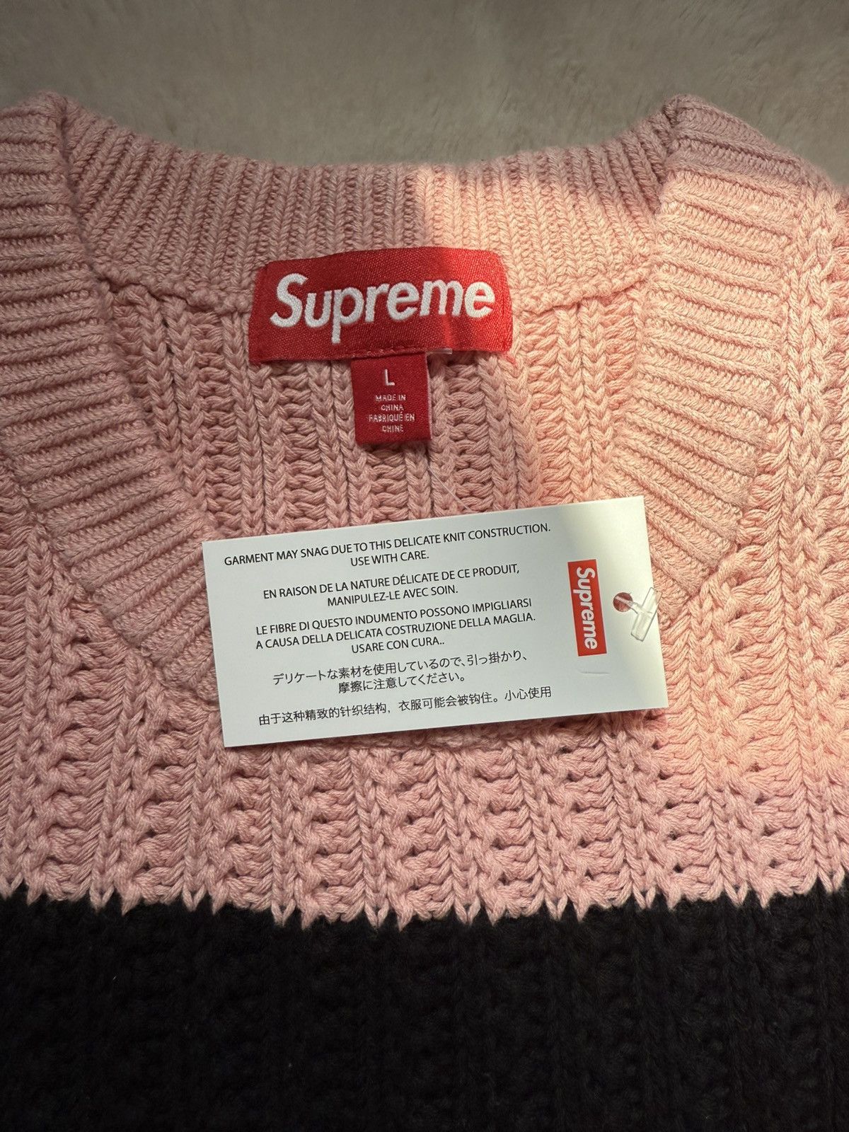 Supreme Supreme Pink Loose Gauge Stripe Small Box Sweater Size US L / EU 52-54 / 3 - 7 Thumbnail