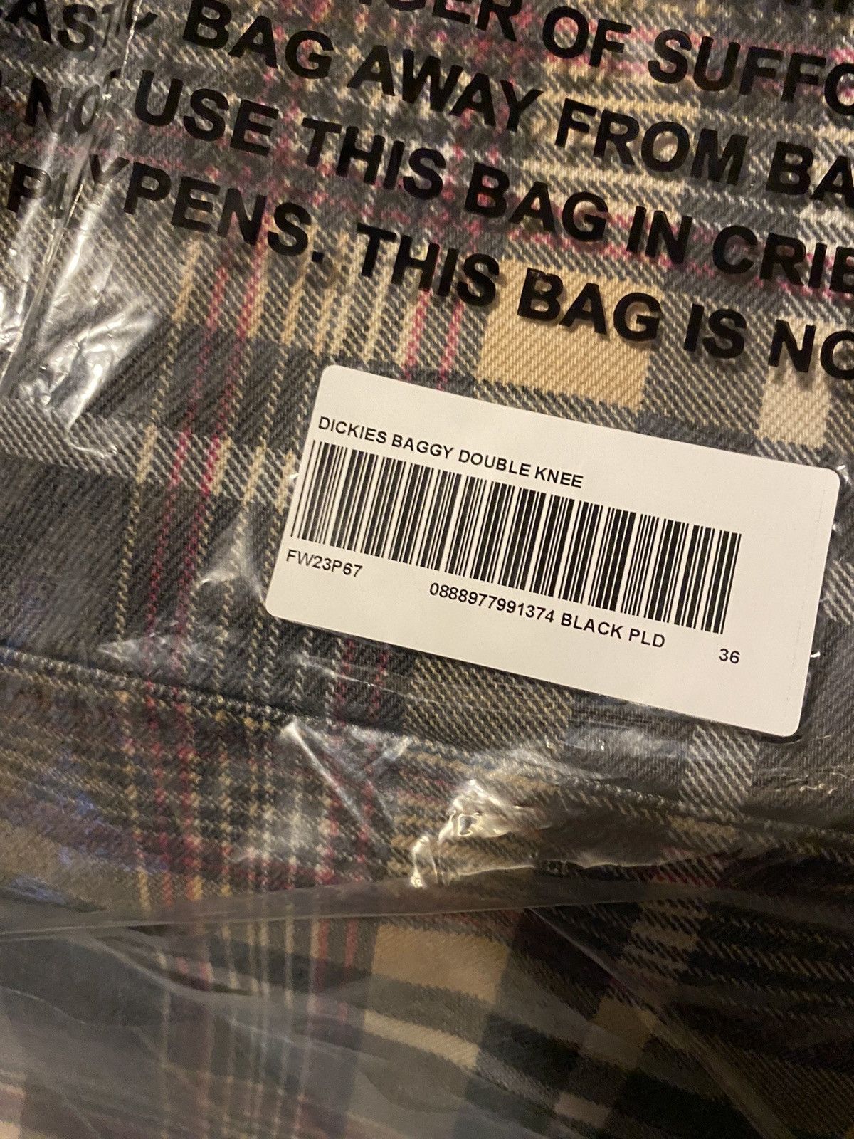 Dickies × Supreme Supreme Dickies Double Knee Baggy Jean Black Plaid Size 36 Size US 36 / EU 52 - 9 Thumbnail