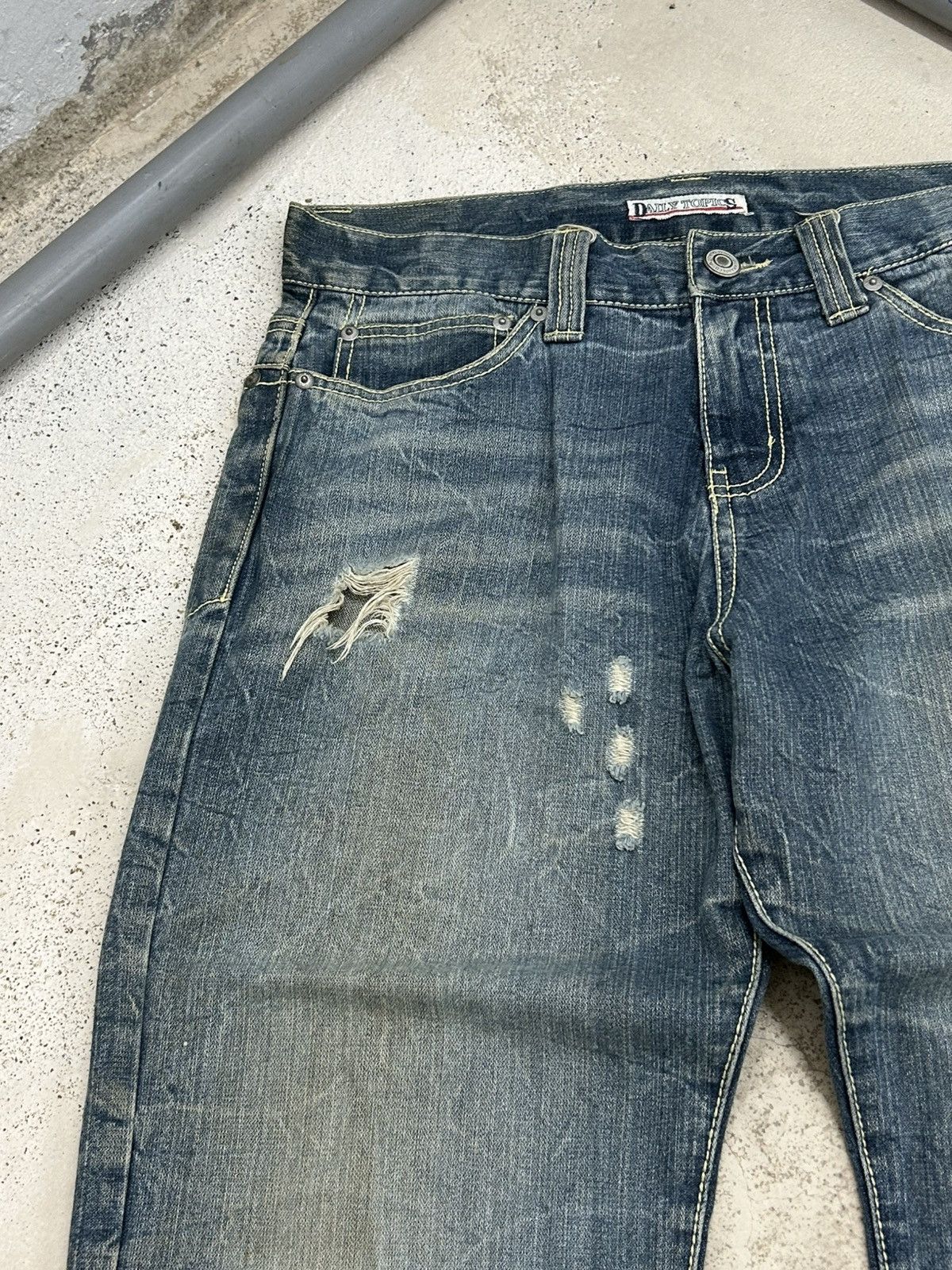 Le Grande Bleu (L.G.B.) Vintage Daily Topics Rainbow Baggy Distressed Washed Whisker Size US 33 - 6 Thumbnail