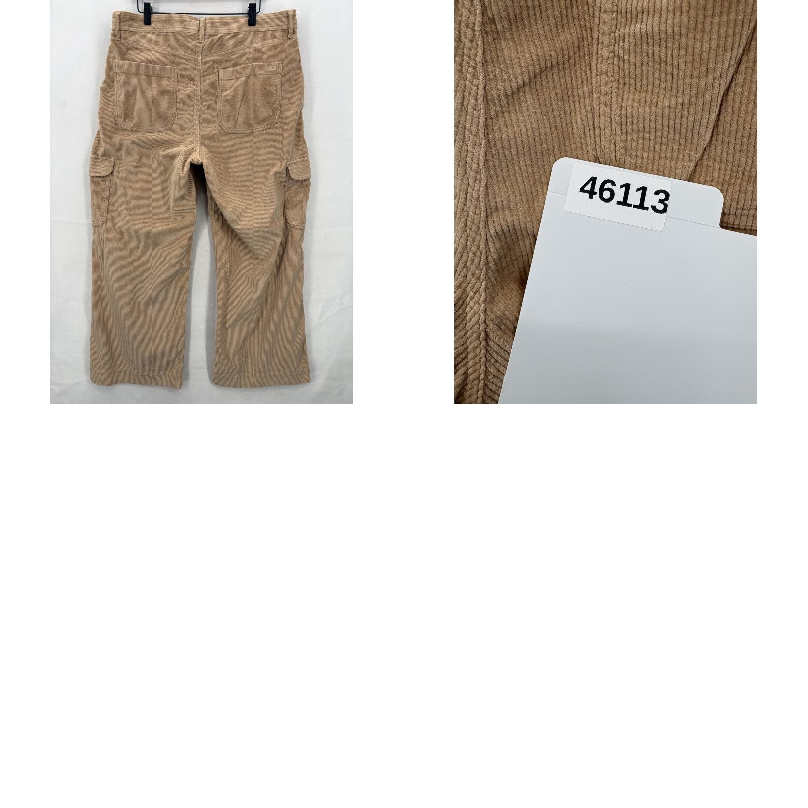American Eagle Outfitters VINTAGE American Eagle Pants Womens 16 Beige Corduroy Super High Rise Wide Leg Cargo Y2K Size 38" / US 16 / IT 52 - 10 Thumbnail