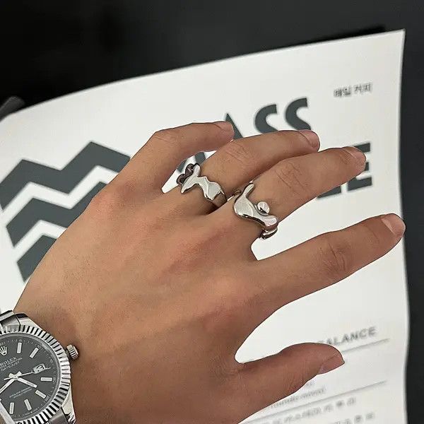 Jewelry Liquid Lava Irregular Ring Set – Minimalist Style Size ONE SIZE - 8 Thumbnail